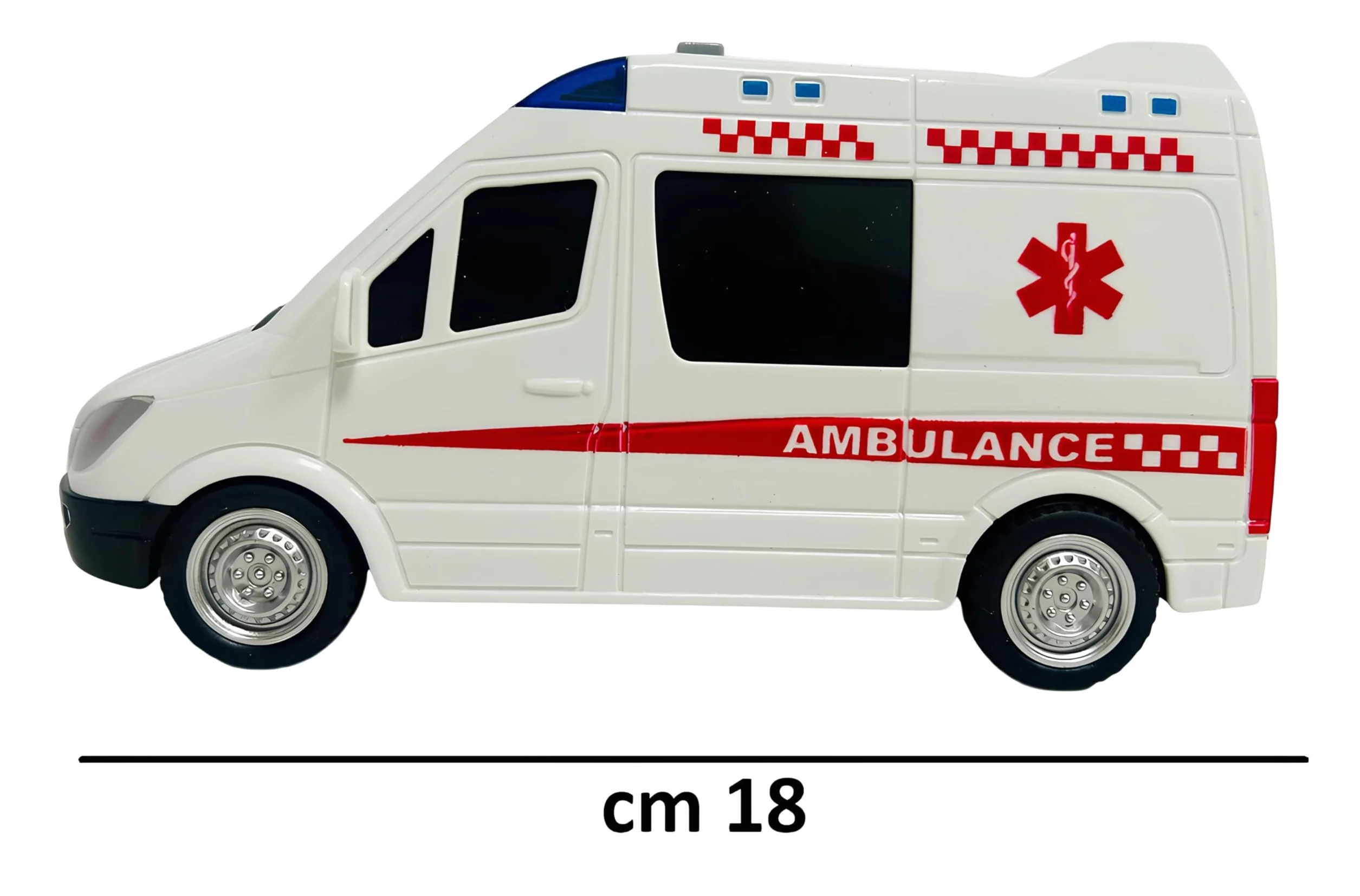 Ambulancia - Juguete con luces y sonidos reales, movimiento de embrague, ambulancia, grande, 18 cm, primeros auxilios con luces y sonidos, ambulancias para niños, con movimiento de embrague, sirenas
