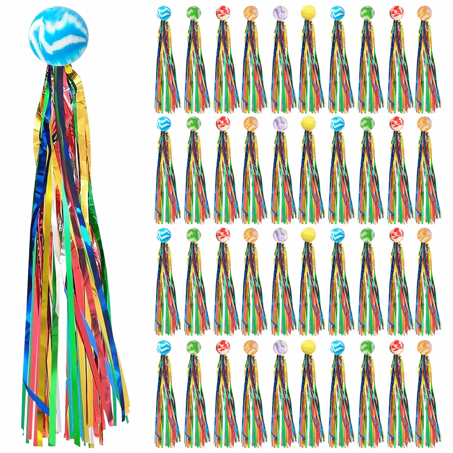40 Piezas Pelotas Saltarinas, Pelotas Hinchables Para Niños, Pelota Hinchable 25mm Con Cintas De Colores, Juguete De Pelotas De Goma, Regalo De Cumpleaños