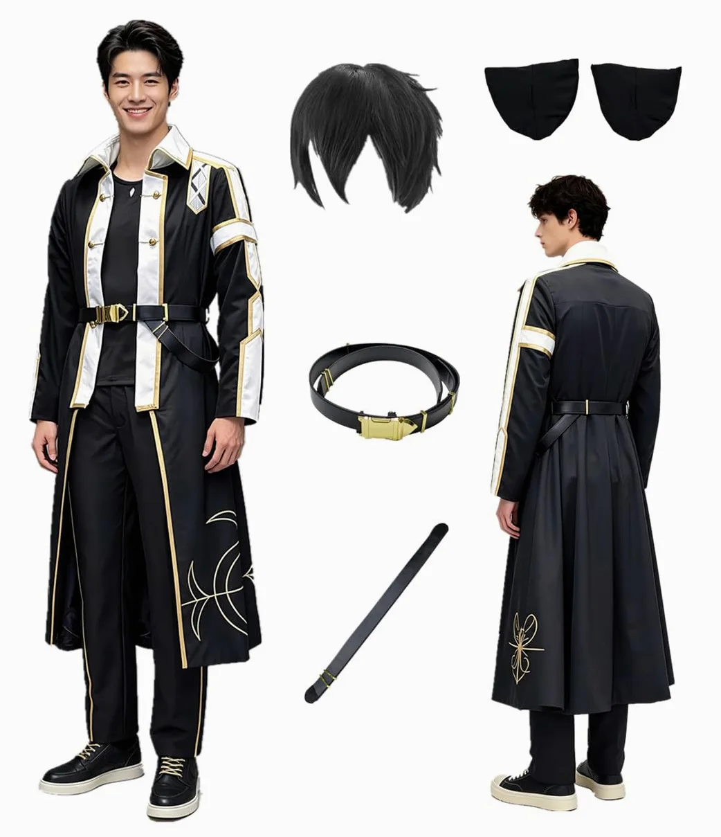 Disfraz de cosplay de anime de talla estadounidense, abrigo largo para hombre, traje de fiesta
