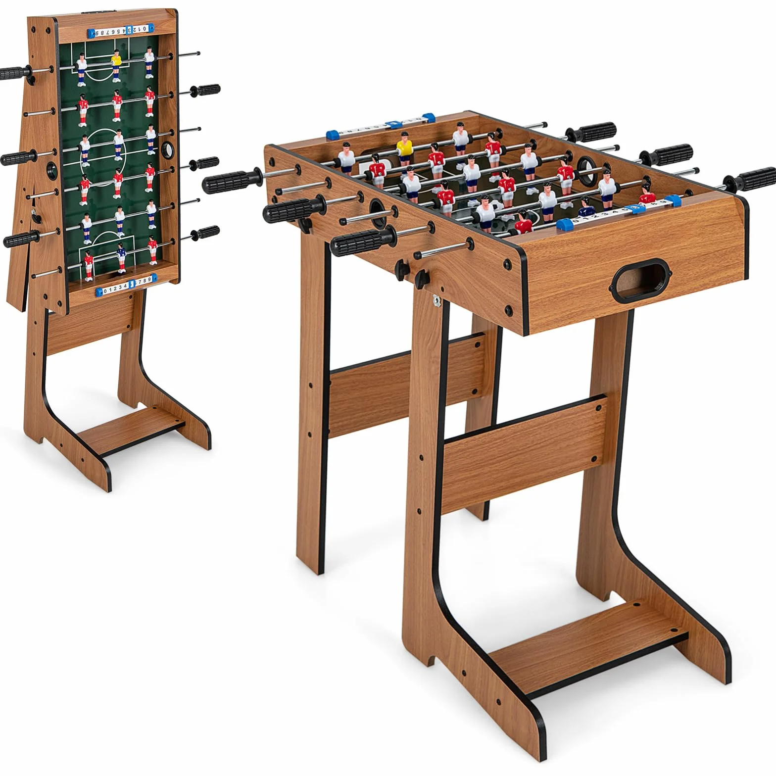 COSTWAY Futbolín de Mesa Plegable con Asas Duraderas, 2 Pelotas y Marcador