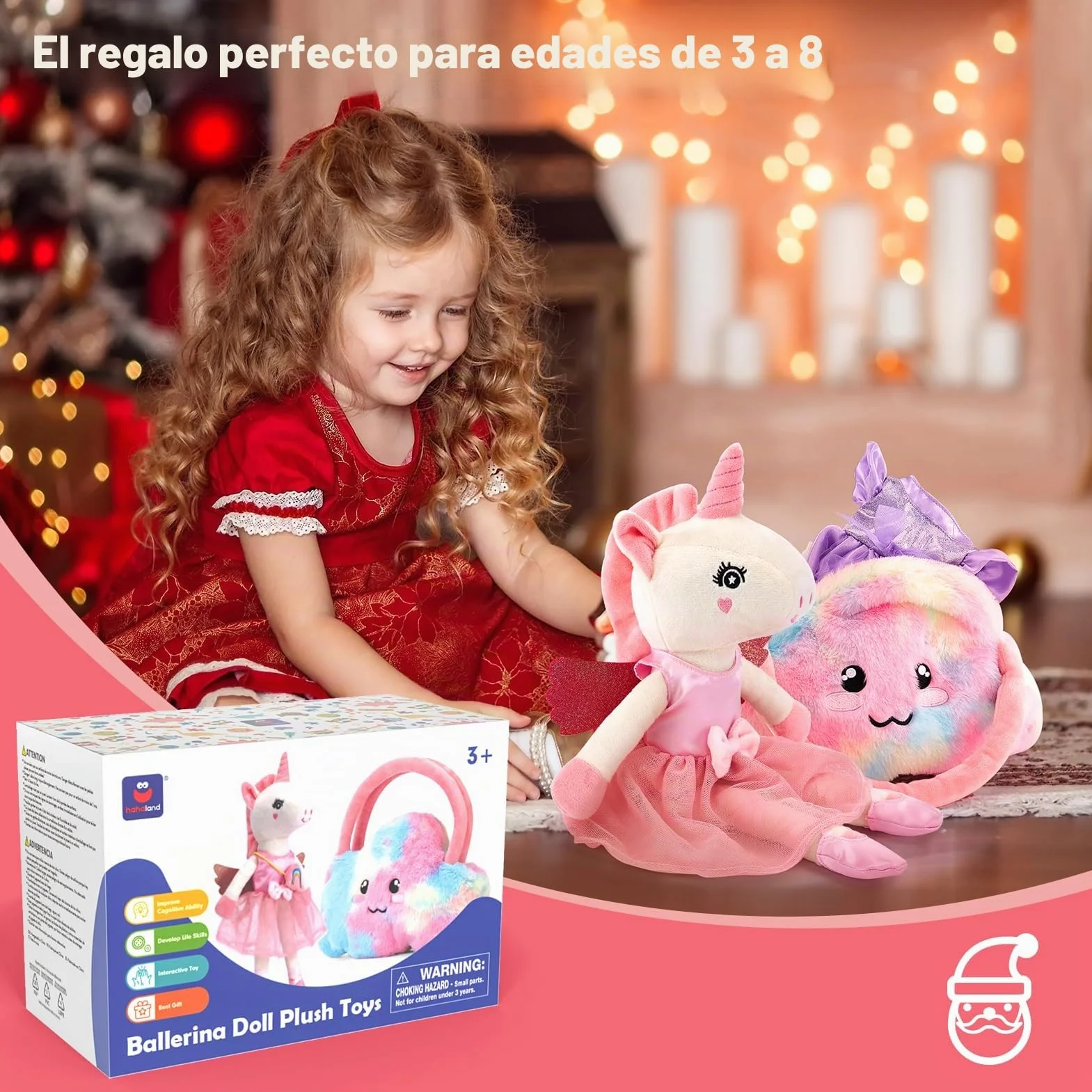hahaland Unicornio Peluche Juguete Niña 3 años con 3 Set de Ropa y Bolsa