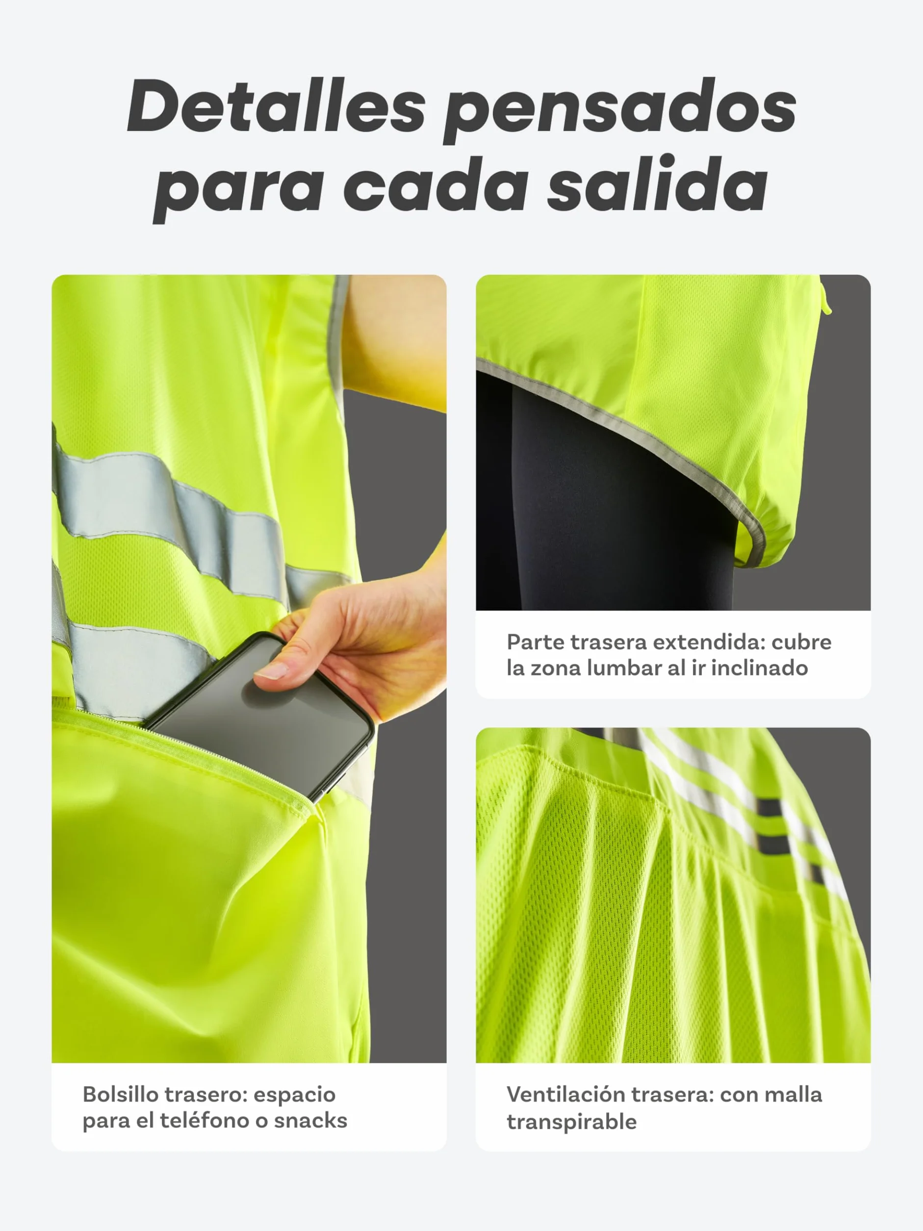 Chaleco Reflectante Ciclismo Alta Visibilidad Amarillo Neón con Bandas Reflectantes Transpirable Malla