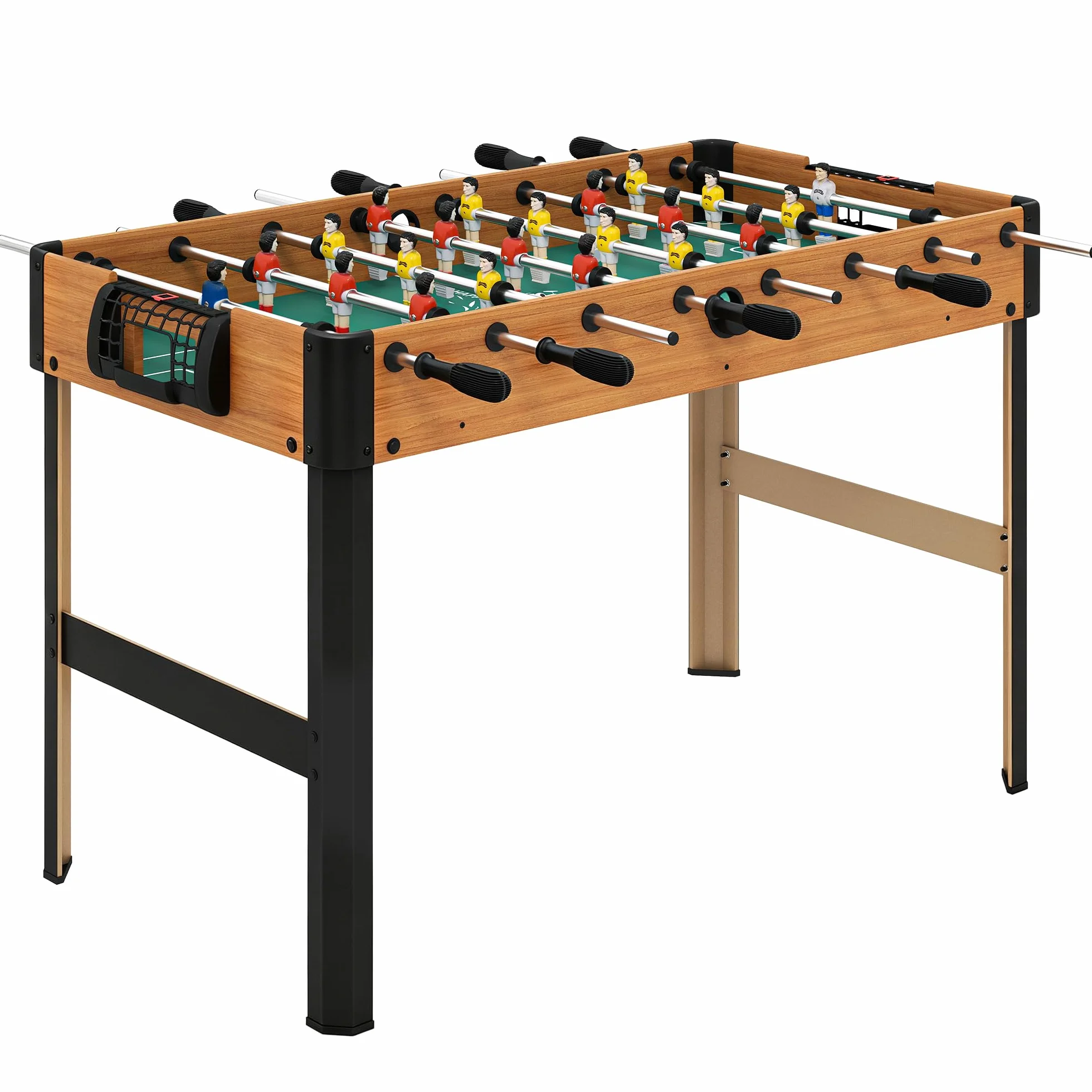HOMCOM Futbolín para Niños de 7+ Años Futbolín Infantil de Madera 118x104x69 cm con 2 Bolas 8 Asas 2 Marcadores 22 Jugadores para Familias Fiestas Negro
