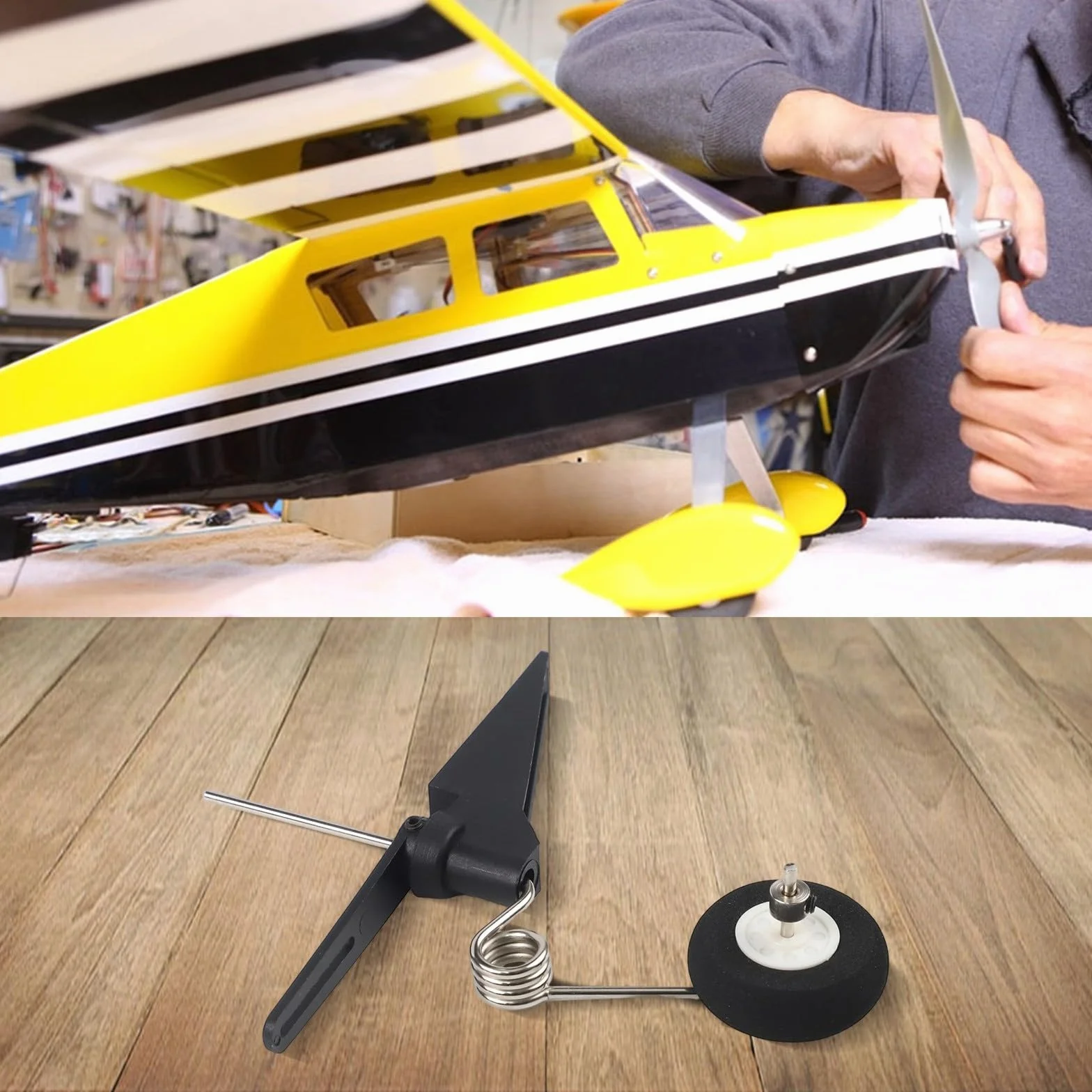 Conjunto de soporte de rueda trasera de avión RC para modelos de ala fija de tamaño 60-120 - Plástico ligero+metal+esponja tren de aterrizaje con apertura de 30 mm, 70 mm
