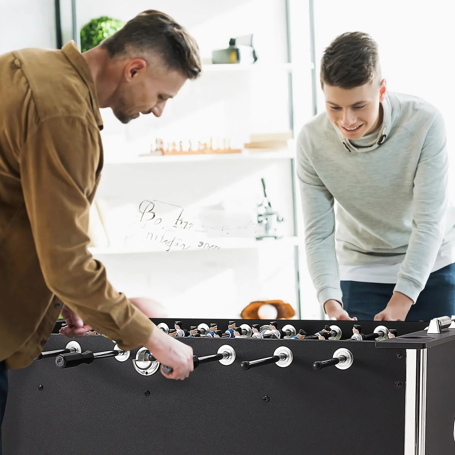 VEVOR SUO-5529L - Juego de fútbol estándar de 55 Pulgadas, tamaño Completo para Interiores, hogar, Familia y Sala de Juegos, Incluye 4 Pelotas y 4 portavasos, Color Negro