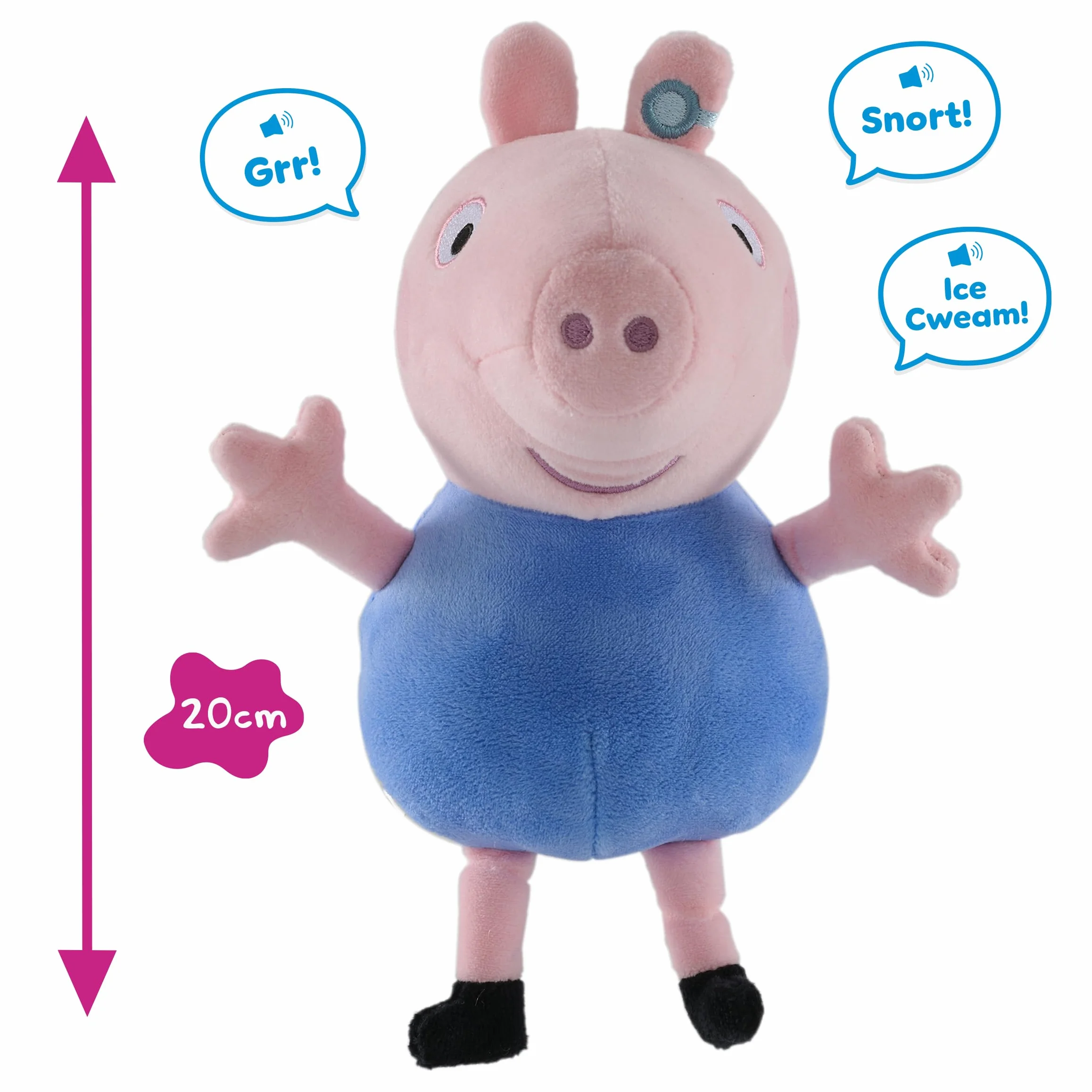 Peppa Pig Talking George, juguete de peluche con efectos de voz y sonido, juguete suave para preescolar