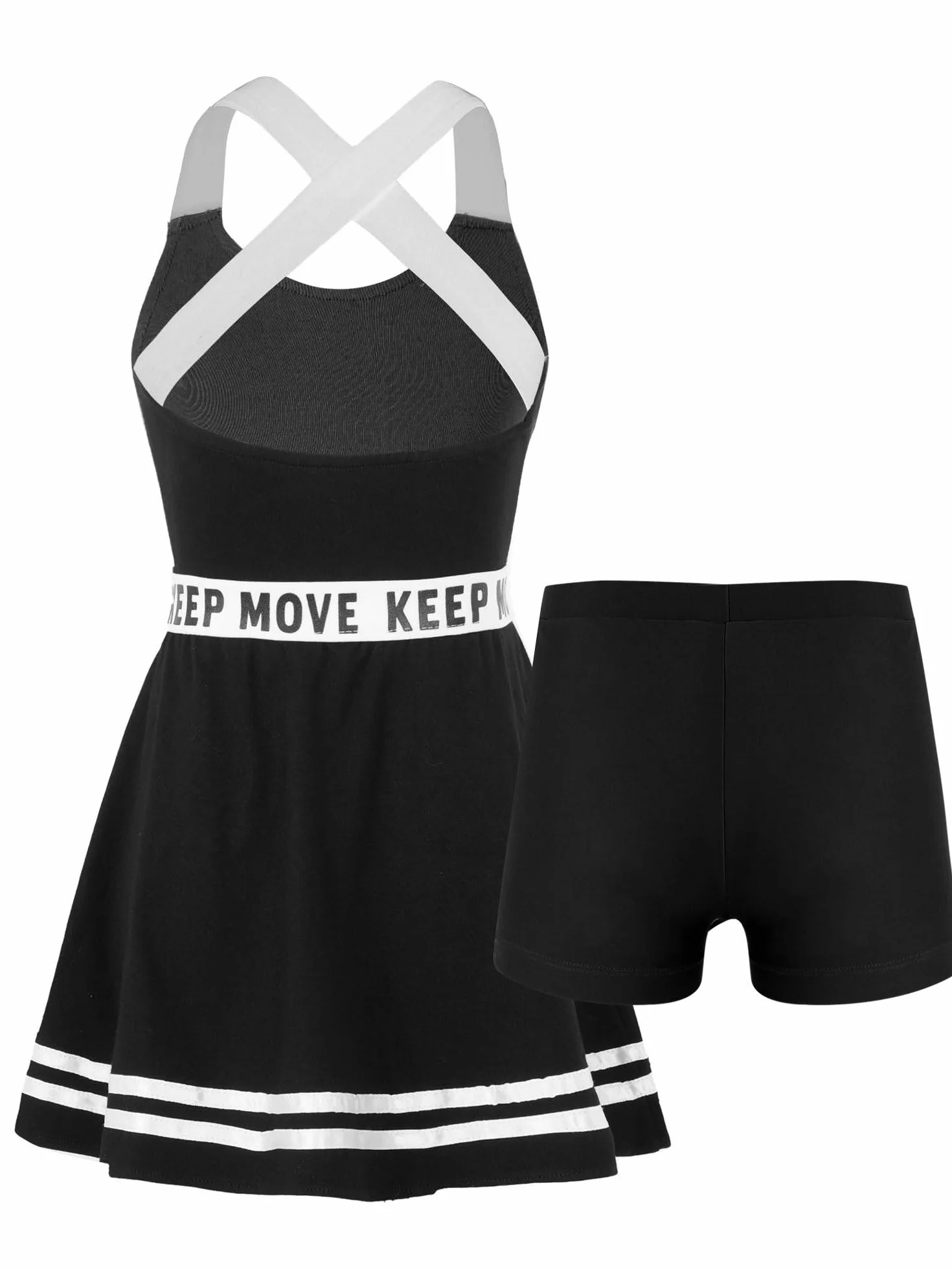 IEFIEL Vestido de Tenis para Niña sin Manga con Leggings Cortos 5-14 Años