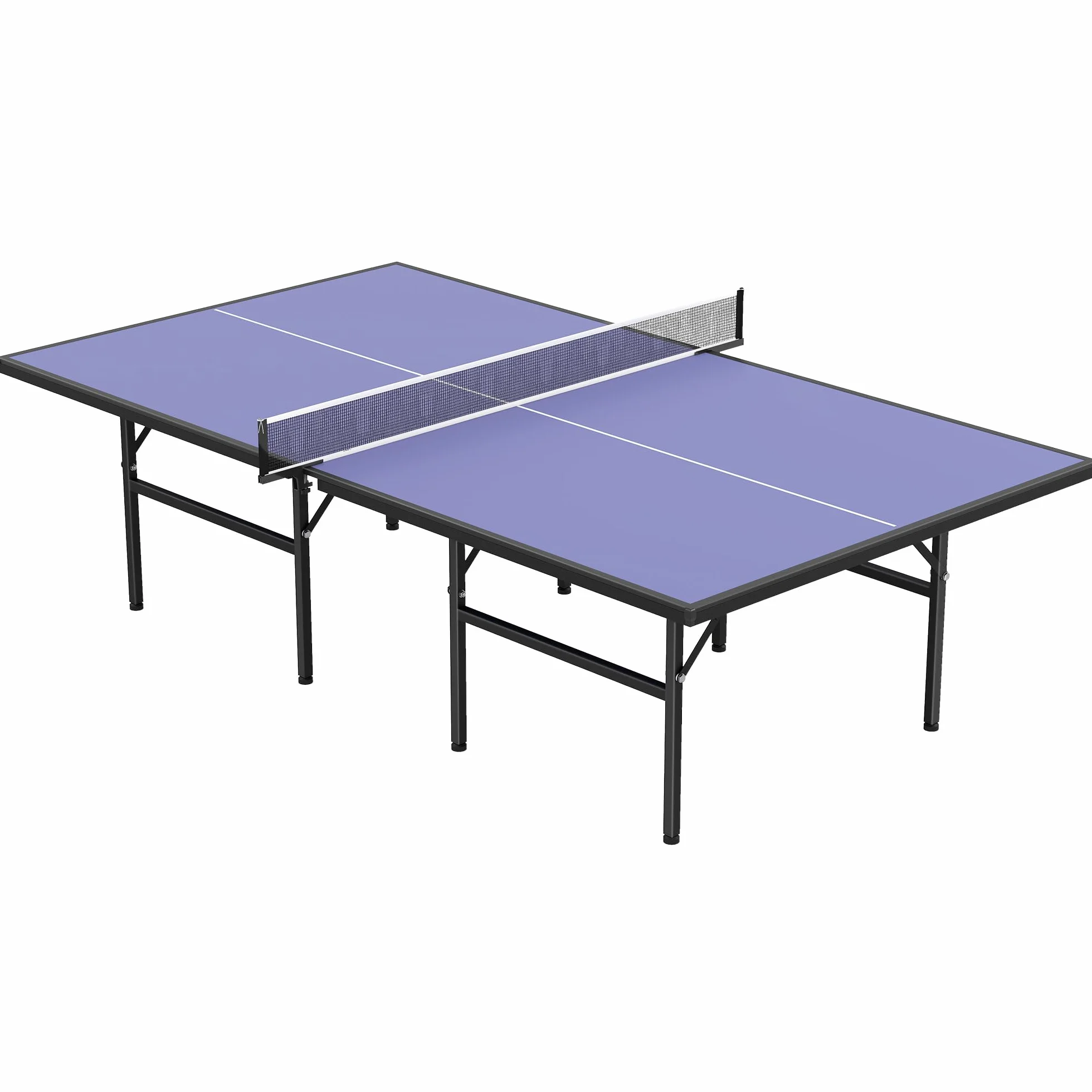HOMCOM Mesa de Ping Pong Plegable con Red 152,5x274x76 cm Acero MDF Azul