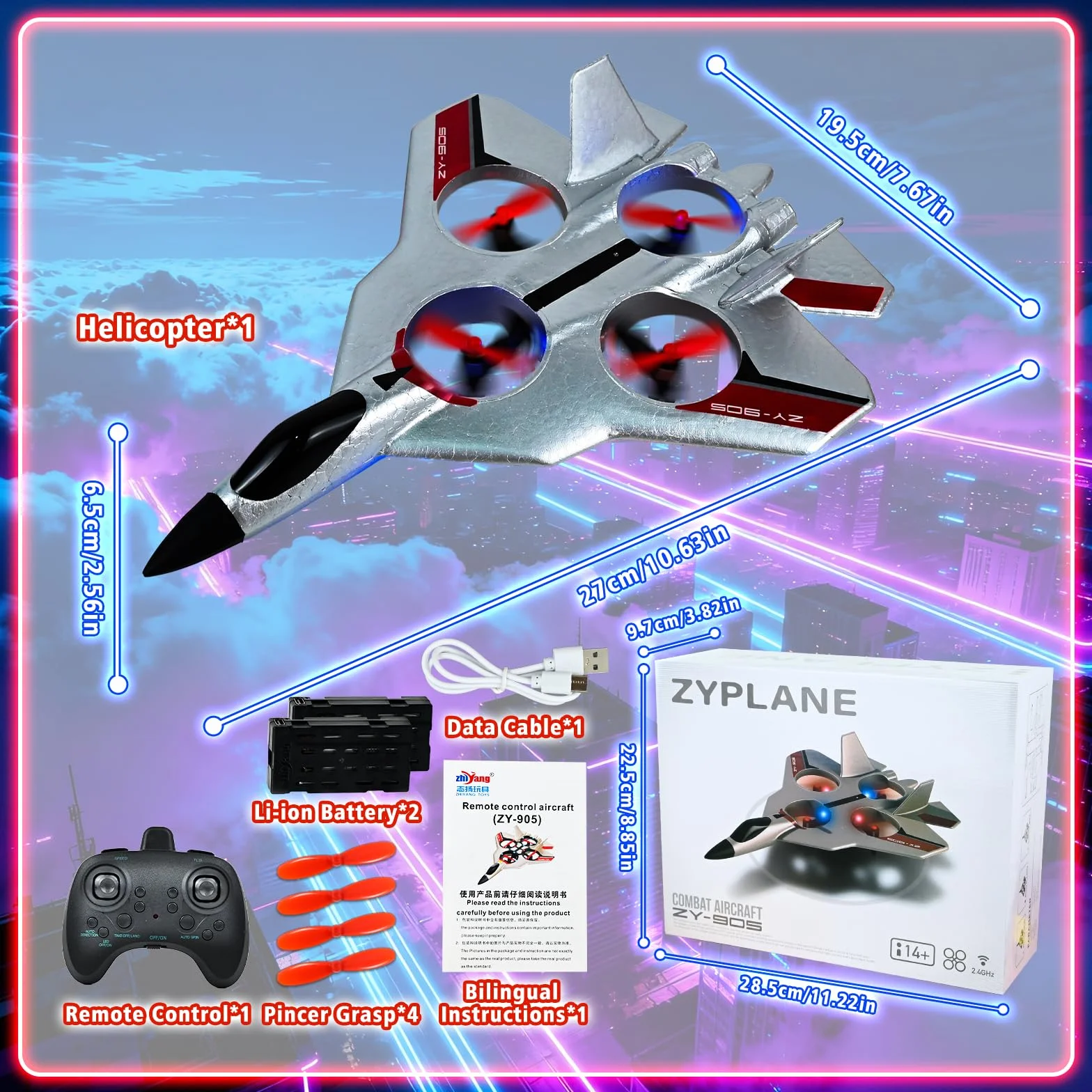 Ulikey Avión Teledirigido, 2.4 GHz Avión de Control Remoto, Aviones de Radiocontrol Niño, Recargabilidad Modelo de Aviones Control Remoto, Aviónes RC Juguete con Luz LED para Principiantes Niños