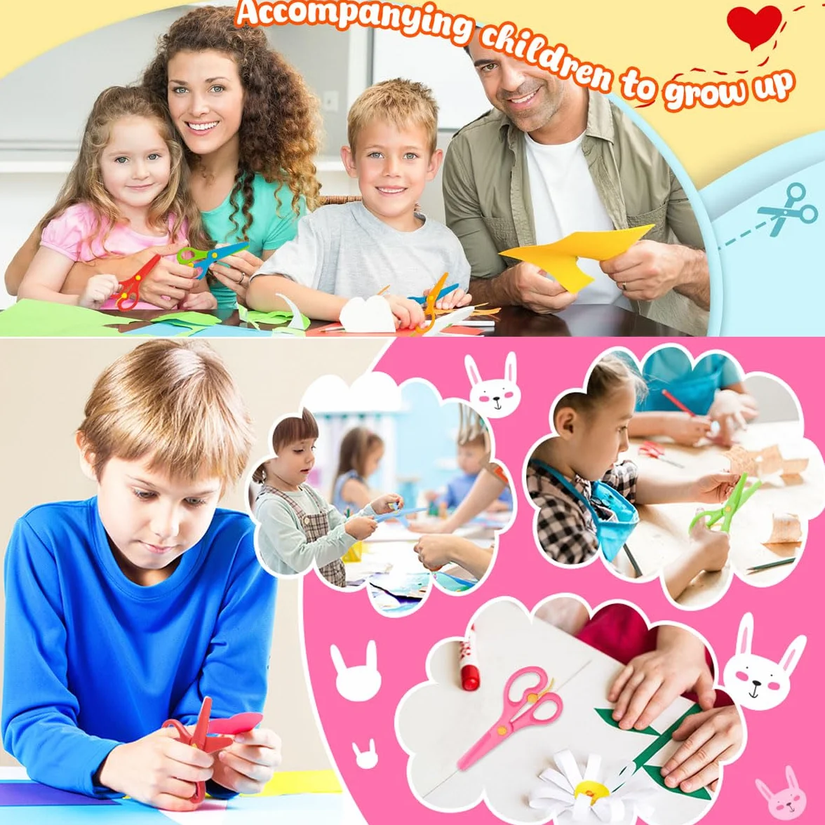 18PCS Tijeras Manualidades para Niños, Tijeras Entrenamiento Preescolar, DiseñO de Arte DIY, Diseño Antipellizcos, Desarrollo de la Coordinación Ojo-Mano