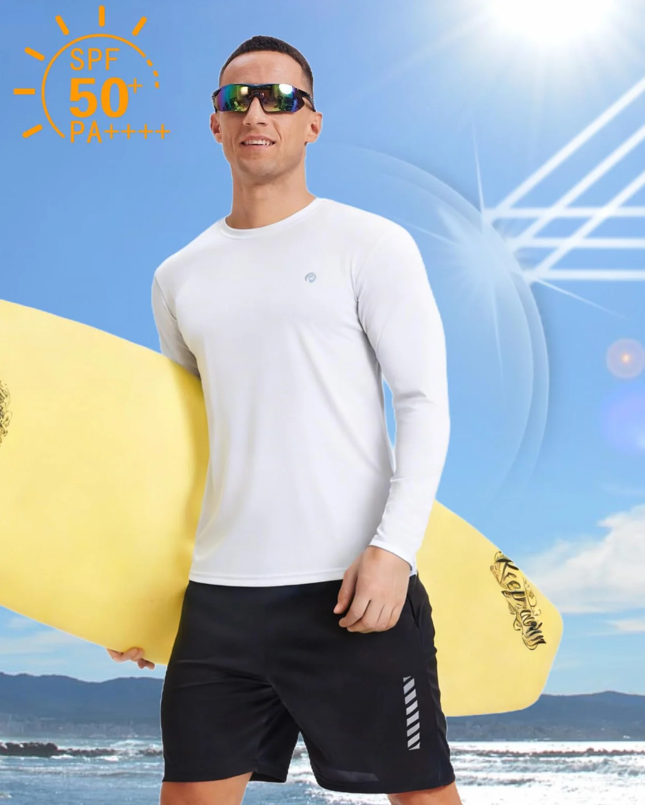 PINSPARK Camiseta Deportiva Hombre Manga Larga Secado Rápido Transpirable Anti-UV