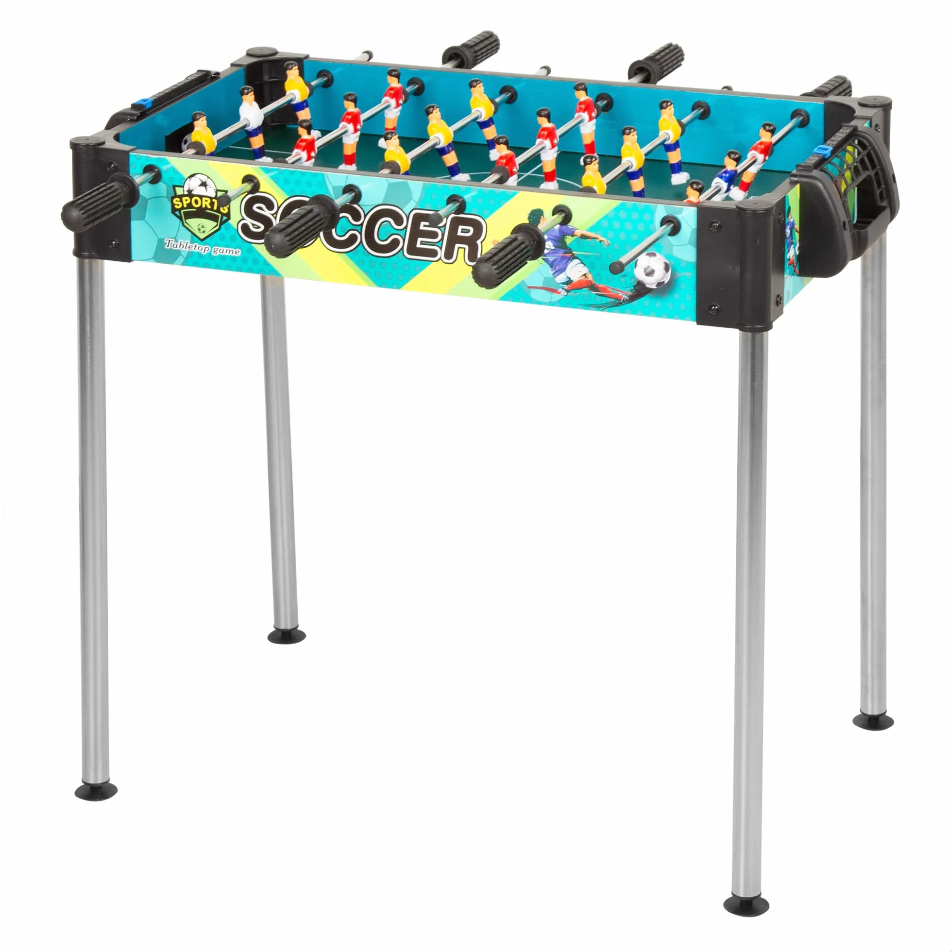 ColorBaby CB Games Futbolín Mesa, Cuerpo plástico Resistente, 18 Jugadores, con marcadores manuales, para 2 Personas, Futbolines para niños, Fútbol niño, Juguetes 6 años (39468)