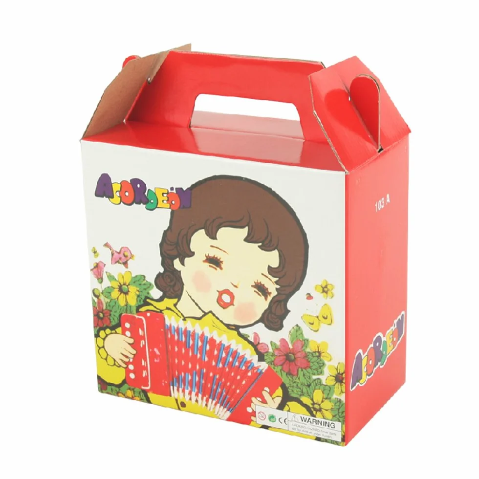 Instrumentos de teclado de juguete de acordeón con botones para niños con 7 teclas de agudos, 3 válvulas de aire, correa de mano, juguete musical (negro)