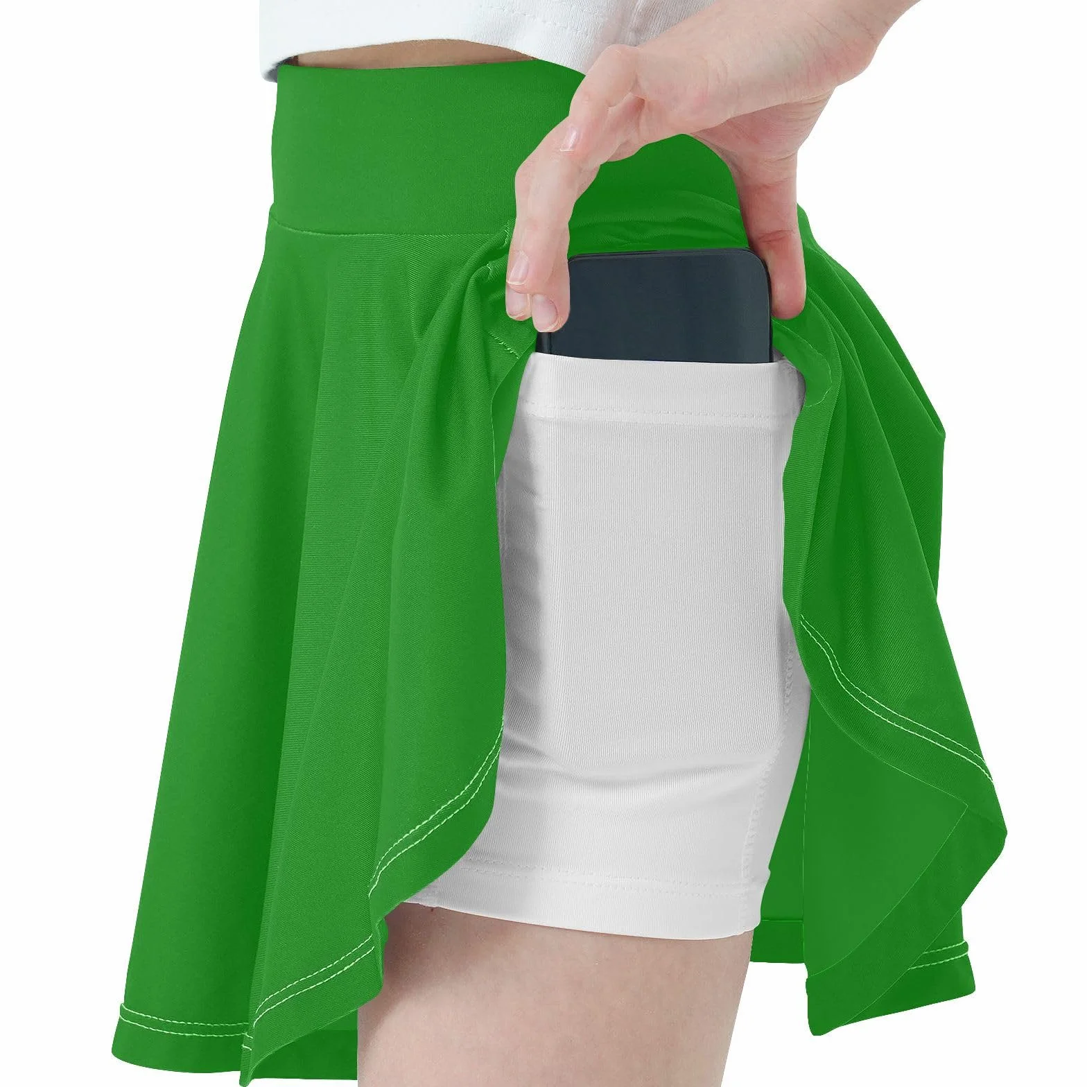 Yuiboo Falda deportiva verde con pantalones cortos para niñas golf plisada