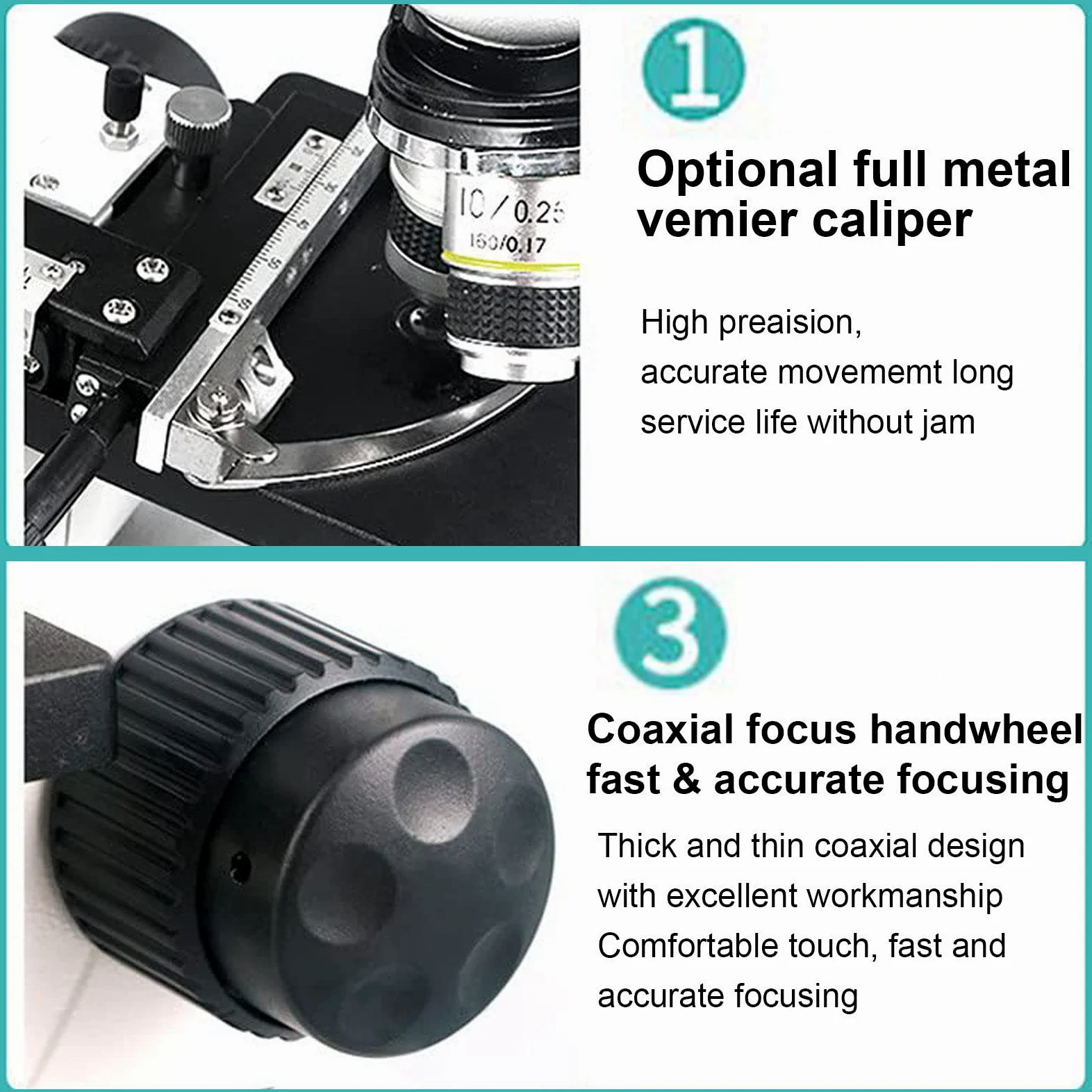 Microscopio Binocular 10000x para Adultos, con Portaobjetos De Microscopio, Soporte para Teléfono Y Kits De Preparación De Muestras, Luces Led Ajustables, Enfoque Coaxial Grueso Y Fino