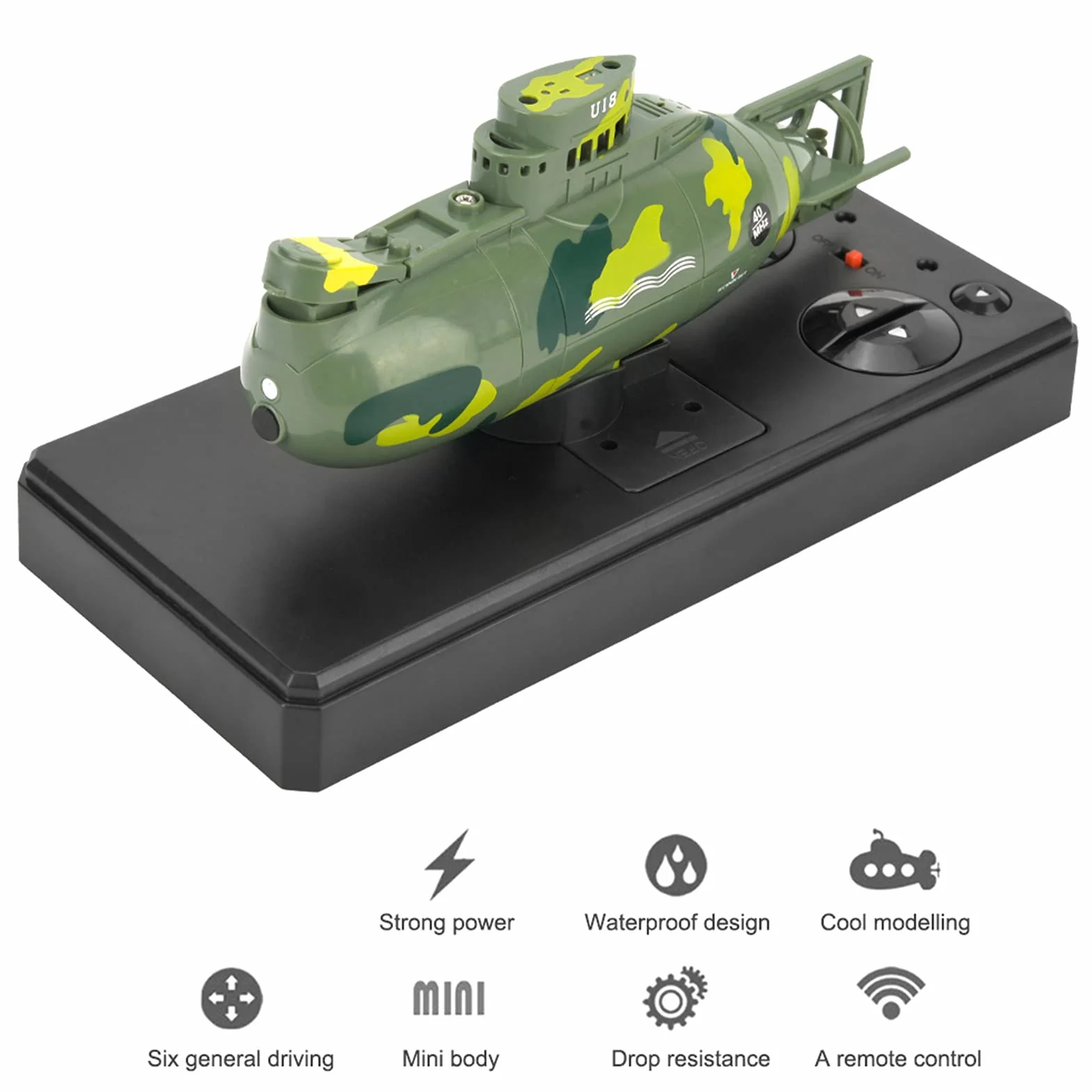 Alomejor Mini Juguete Modelo De Simulación, Juguete Submarino Teledirigido Eléctrico del Barco Submarino RC Militar De 6 Canales