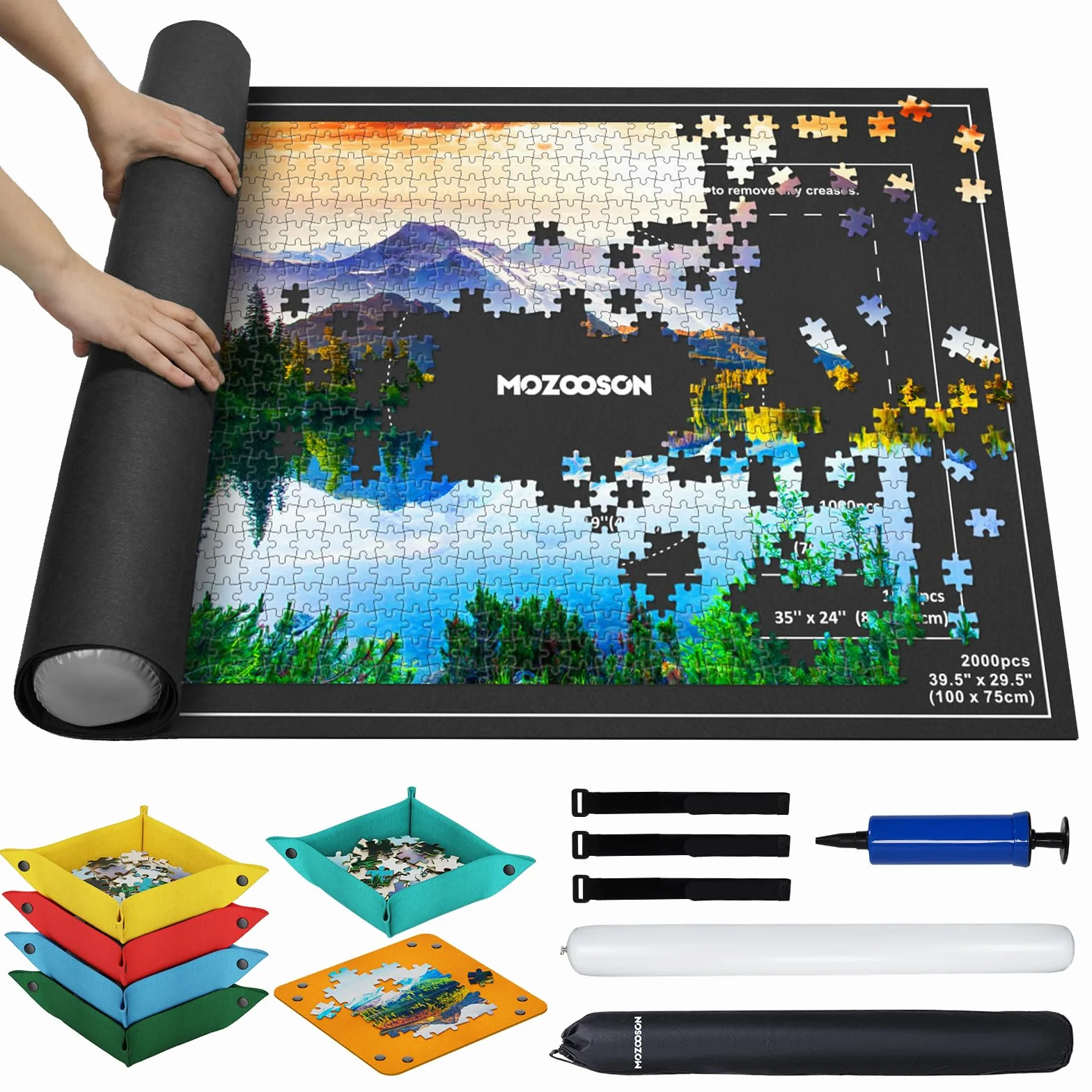 MOZOOSON Tapete Puzzle, Puzzle Mat Roll para Puzzle 1000 2000 Piezas para Adultos Niños, Fieltro Puzzles Tapete, Jigsaw Puzzle Roll Pad, Accesorio para Guardar los Puzzles