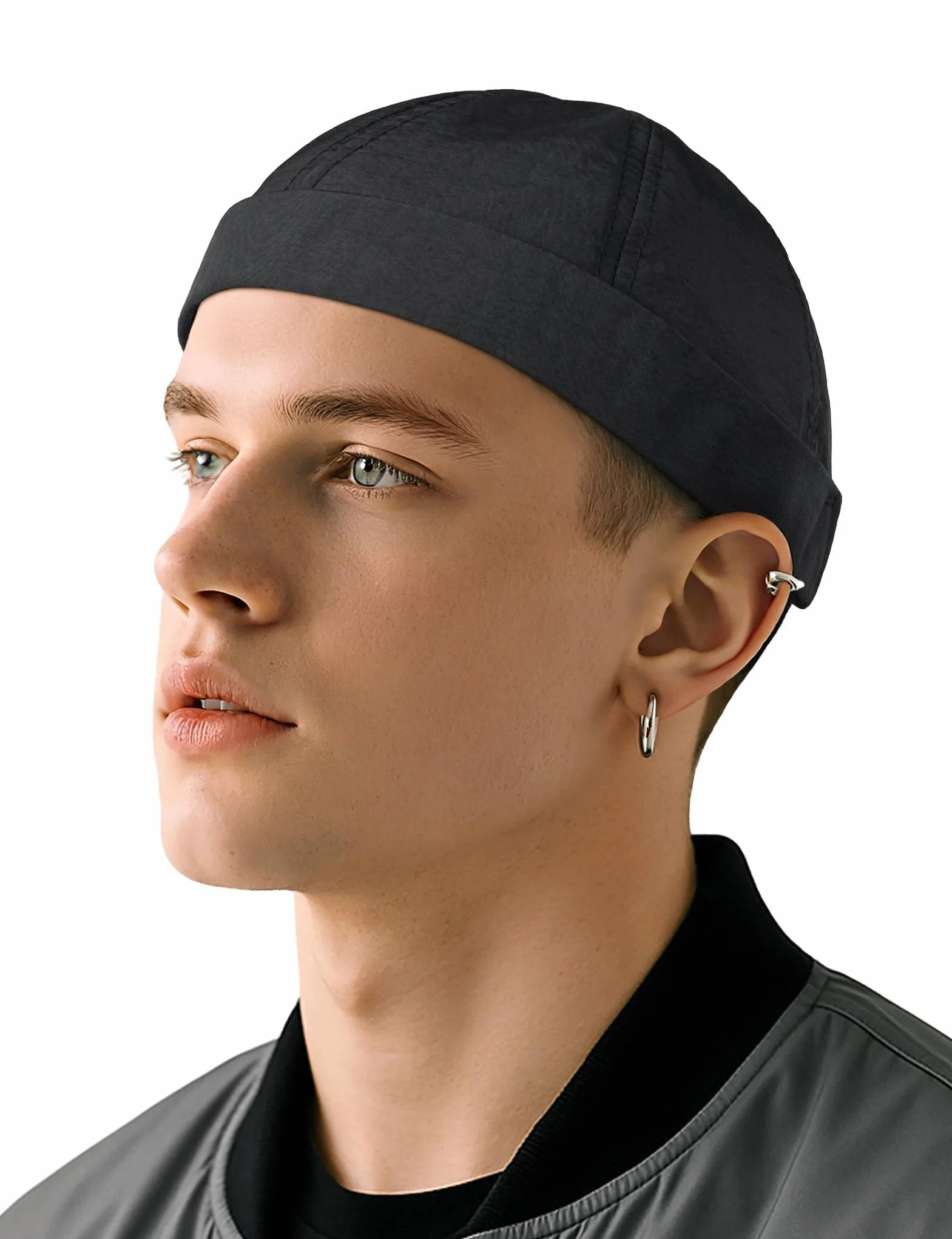Becellen Gorra Docker Verano Gorro Sin Visera Retro Unisex Beanie Ligero Secado Rápido Negro