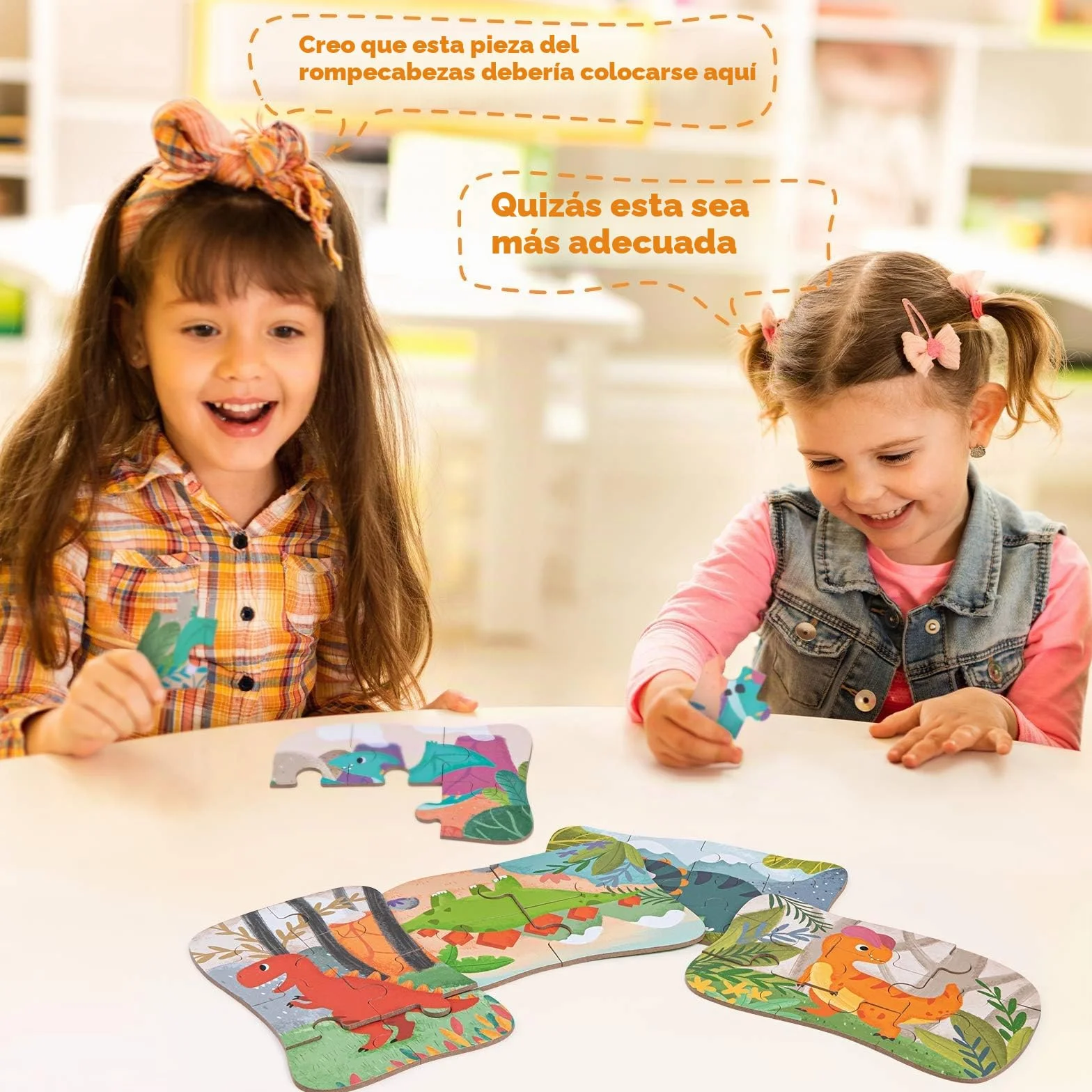 BBLIKE Puzzle Infantil de para niños Rompecabezas de Animales, puzle de 5 imágenes, Adecuado para niños y niñas a Partir de 3, 4 y 5 años (Dinosaurio)
