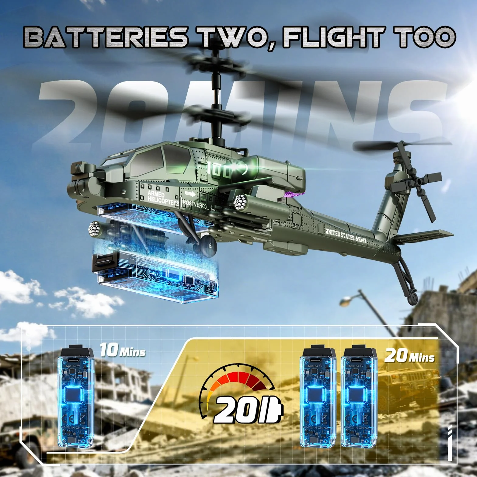 XIKOTEC Helicóptero Teledirigidos, RC Helicóptero, con Mantenimiento de Altitud, Giroscopio & Luz LED, 2 Baterías & Carga USB-C, Regalo para Niños de 8-12 Años (Verde)