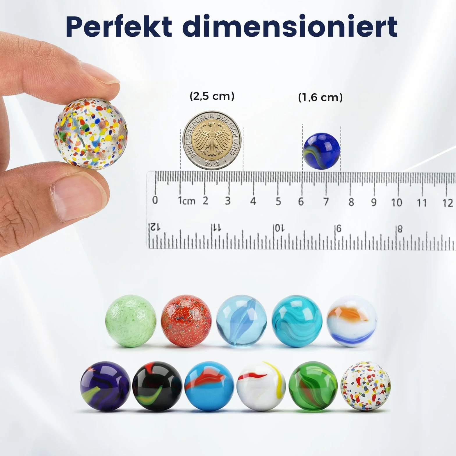 HAKACC 80 Canicas de Cristal Pequeñas, Juego de Canicas, 16 mm, Coloridas para Máquina de Juegos, Decoración de Plantas, Pista de Canicas