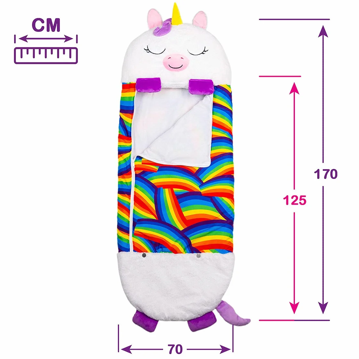 Dormi Locos - Saco de Dormir Grande - Unicornio Blanco