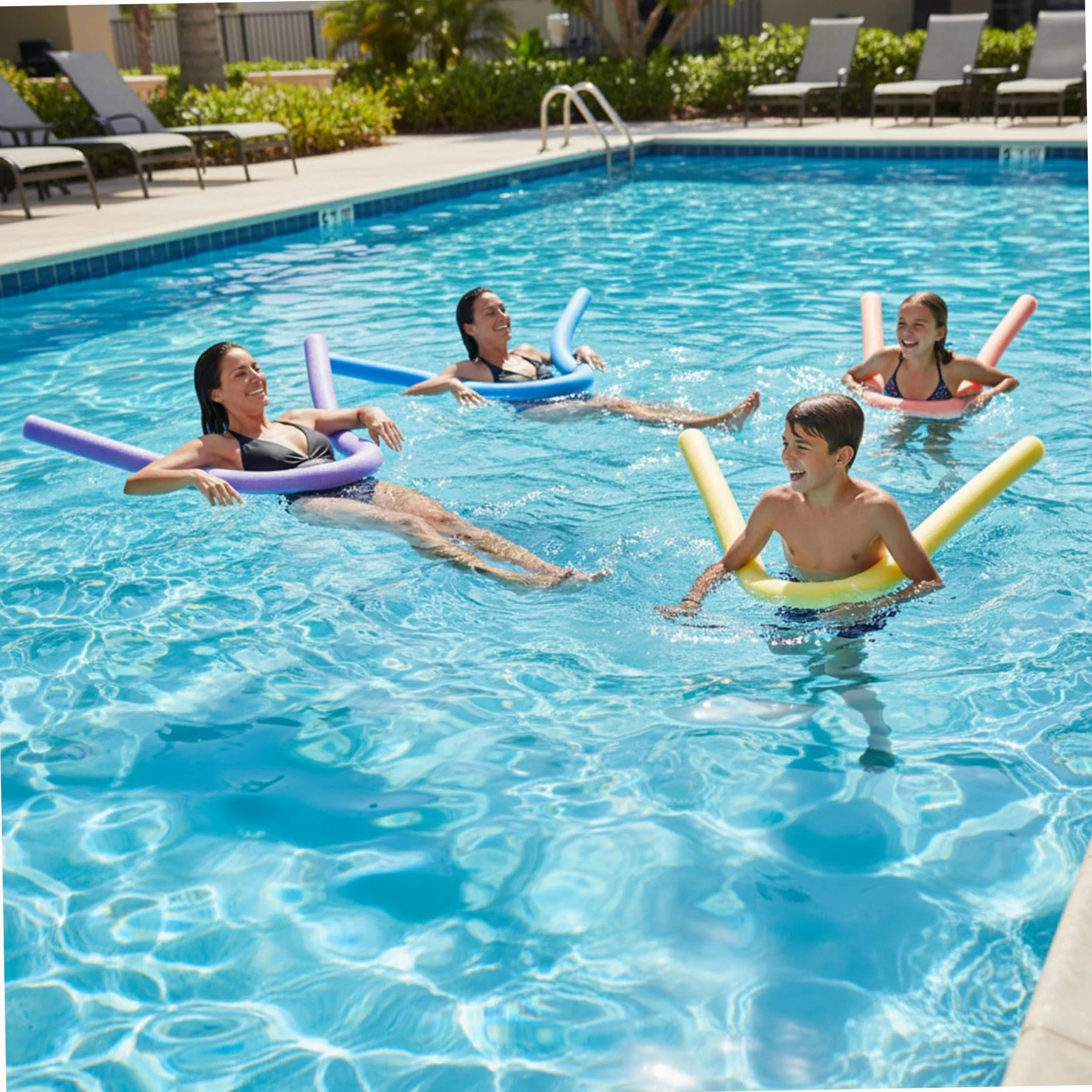 Pool Noodles, paquete de 6, espuma EPE brillante, negro, 47, 2 pulgadas. | Espuma flotante de EPE, adecuada para niños y adultos, ideal para juegos acuáticos en la piscina