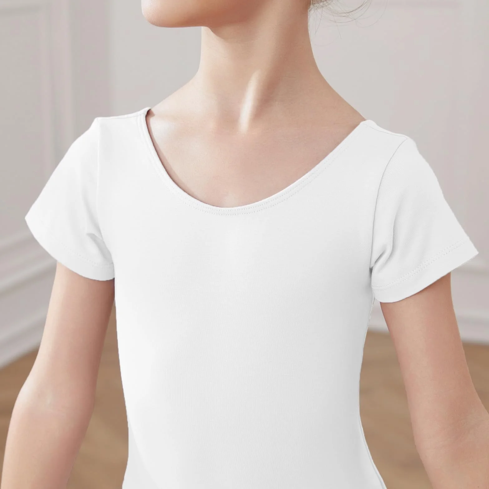 HIPPOSEUS Maillot de Ballet Danza para Niña Mangas Corta Leotardos Clásico Gimnasia Ritmica