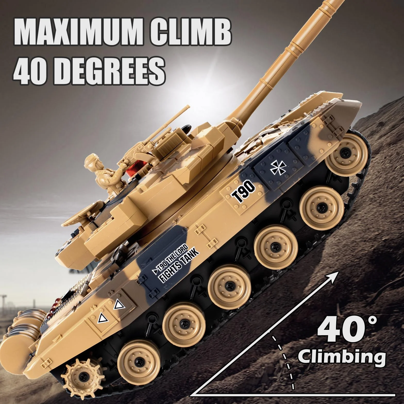 Supdex Tanque Control Remoto 1/24, Tanques Radiocontrol China 99 VS Russian T90, 2,4 GHz Tanque de Guerra con Luz y Humo, Efectos de Sonido, Juguetes de Tanque Apto para Niños a Partir de 6 Años
