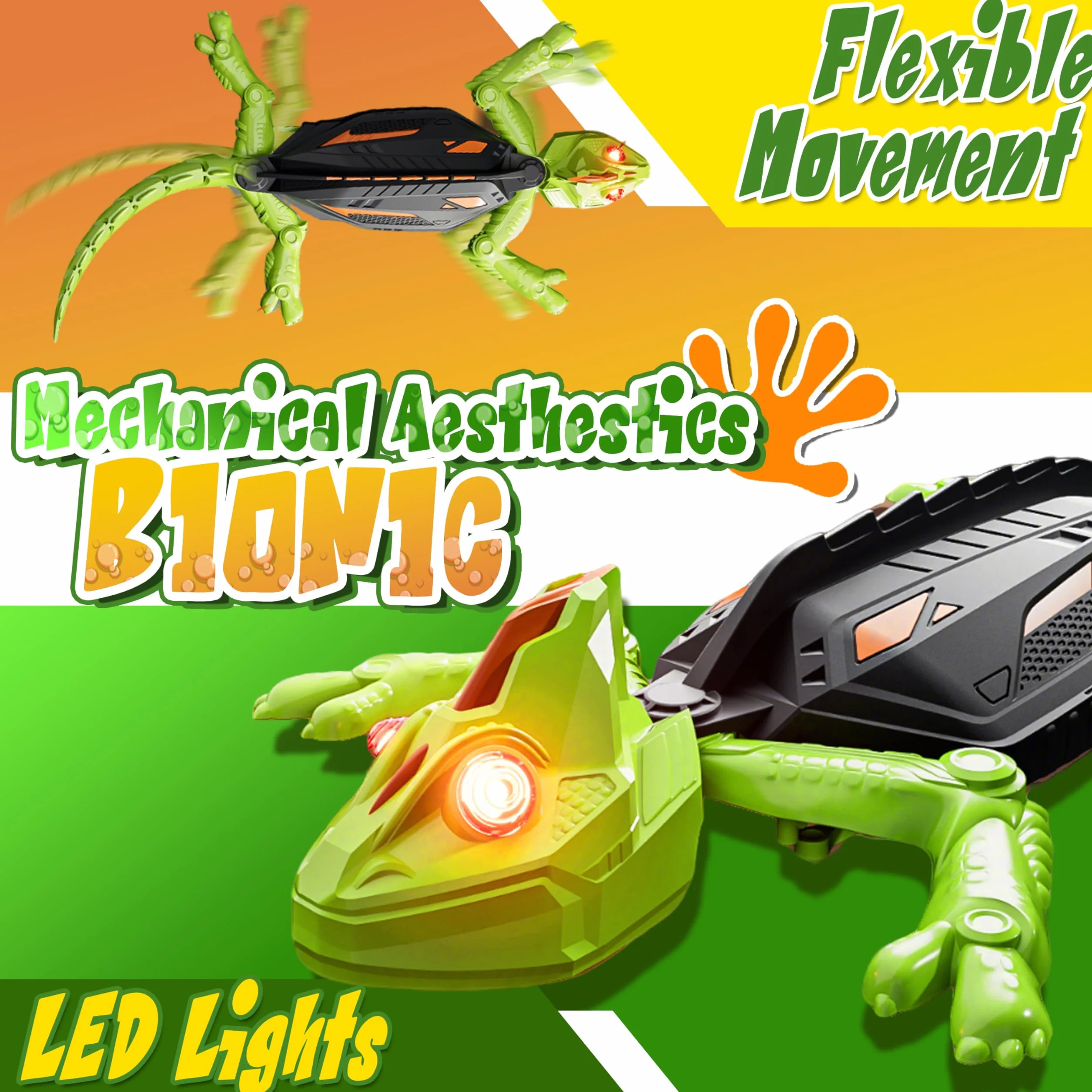 Recargable Camaleón Teledirigido, Gecko Teledirigido con Ojos LED, Lagarto Robot Juguetes, Regalos de Cumpleaños para Niños Niñas 3 4 5 6 7 8+ Años [Versión Mejorada]