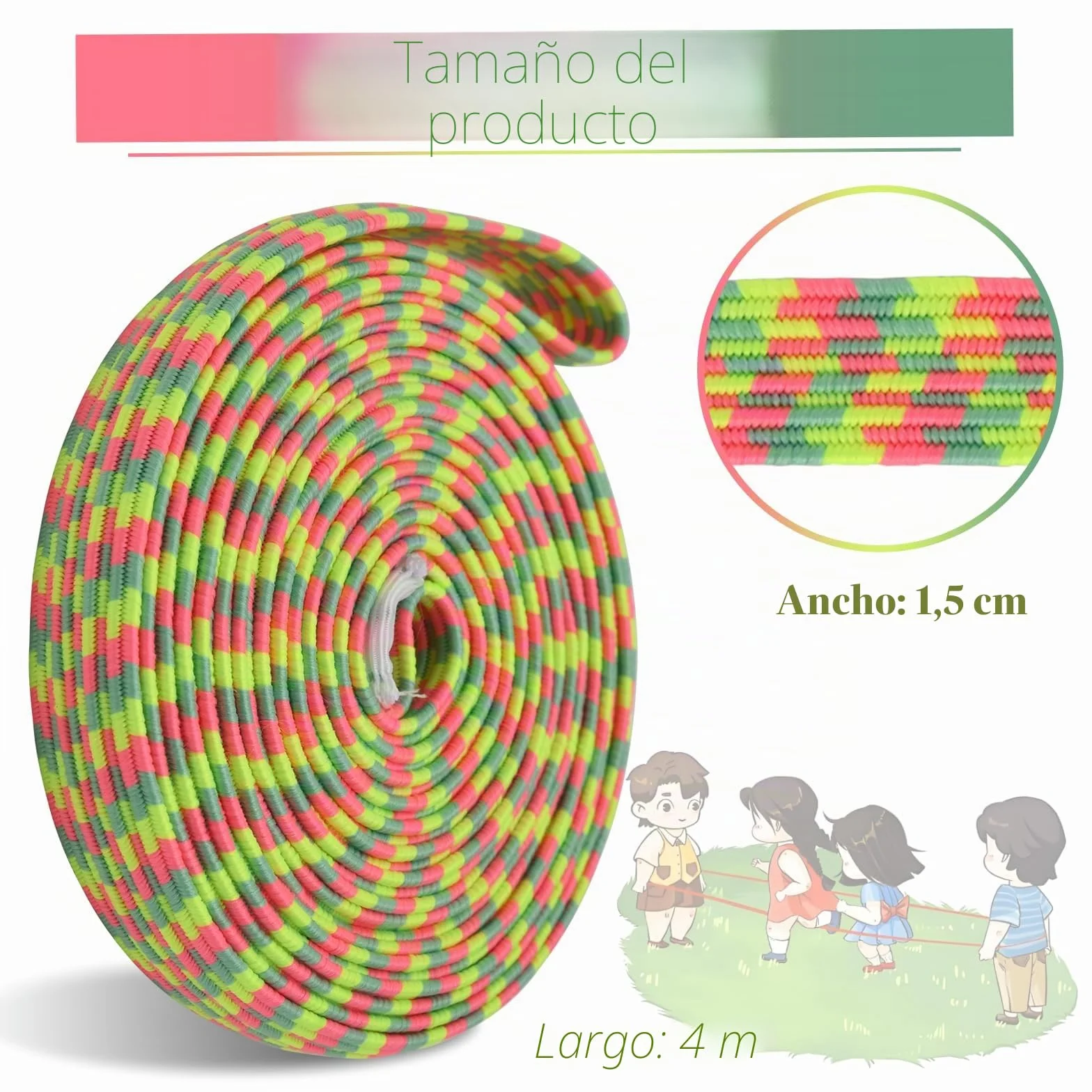 DealKits Gummitwist Juego de cuerda de saltar para niños 4 m