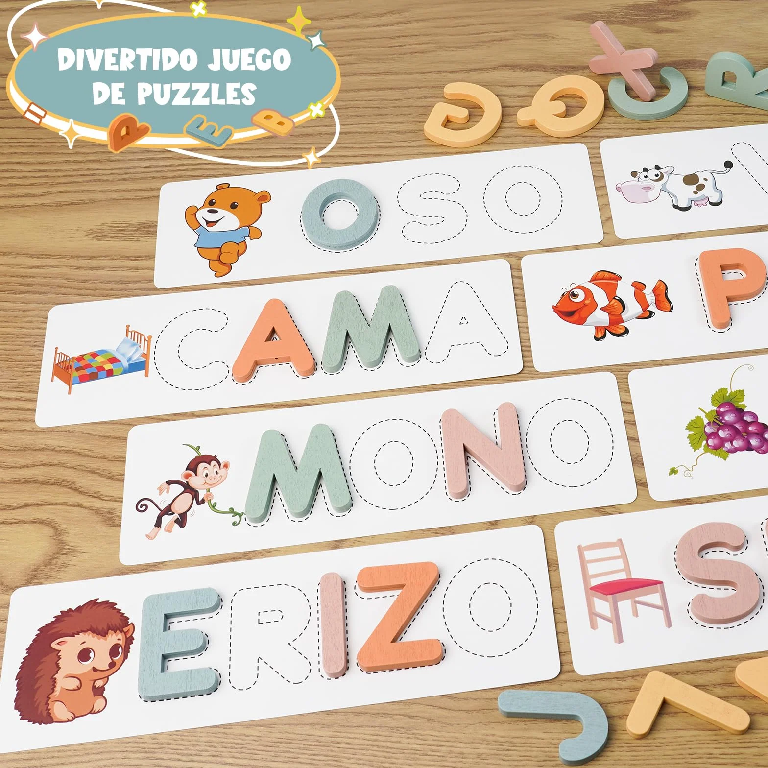 Joozmui Juguetes Niños 3 4 5 6 7 8 Años, Juegos Educativos Niños 3-8 Años Regalo Niña 3-8 Años Juegos para Niño Juguetes Niña Aprender a Leer Juguetes Montessori Scrabble Español