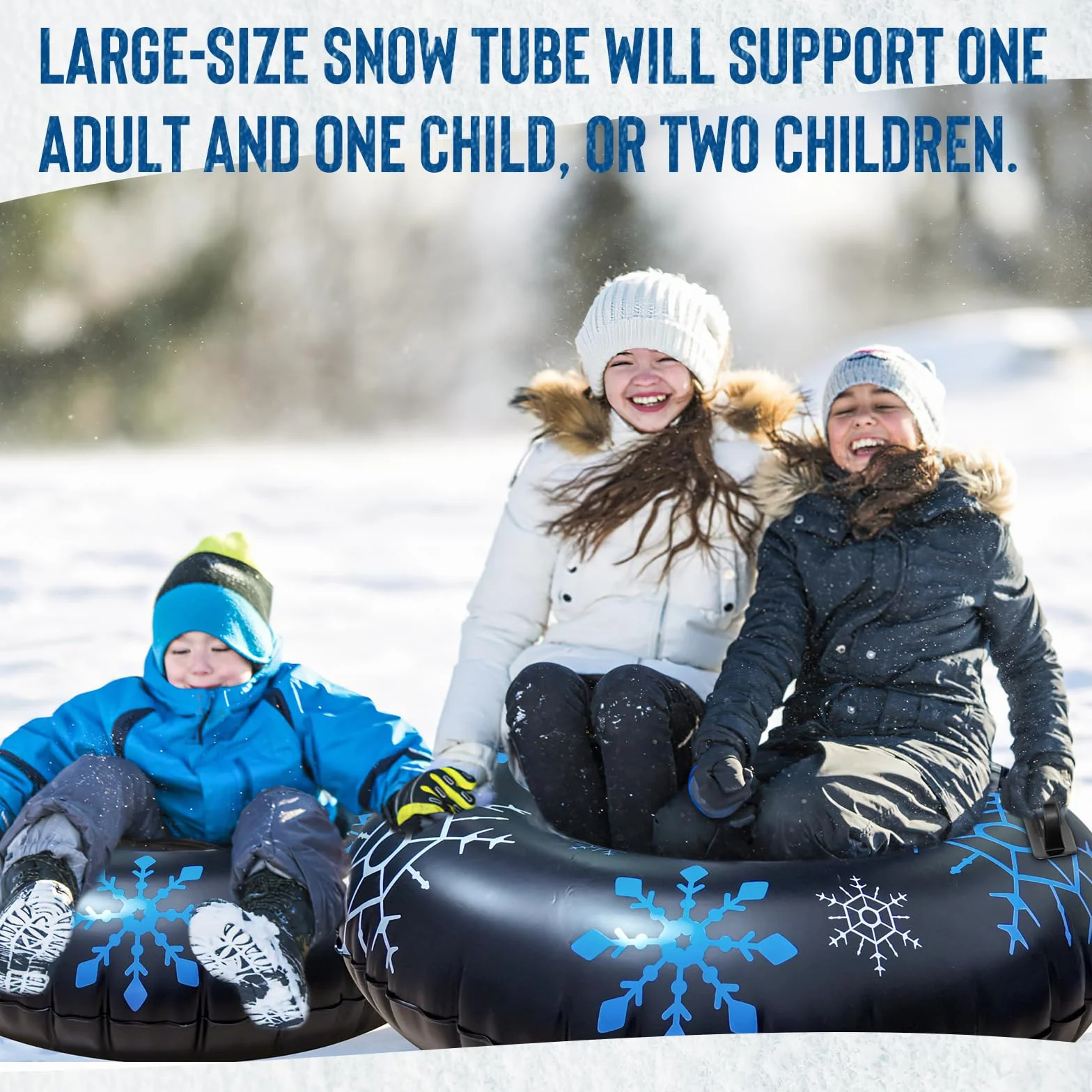 Tubo de nieve inflable de 45 pulgadas con asas, 0.6 mm de grosor, trineo resistente para niños y adultos