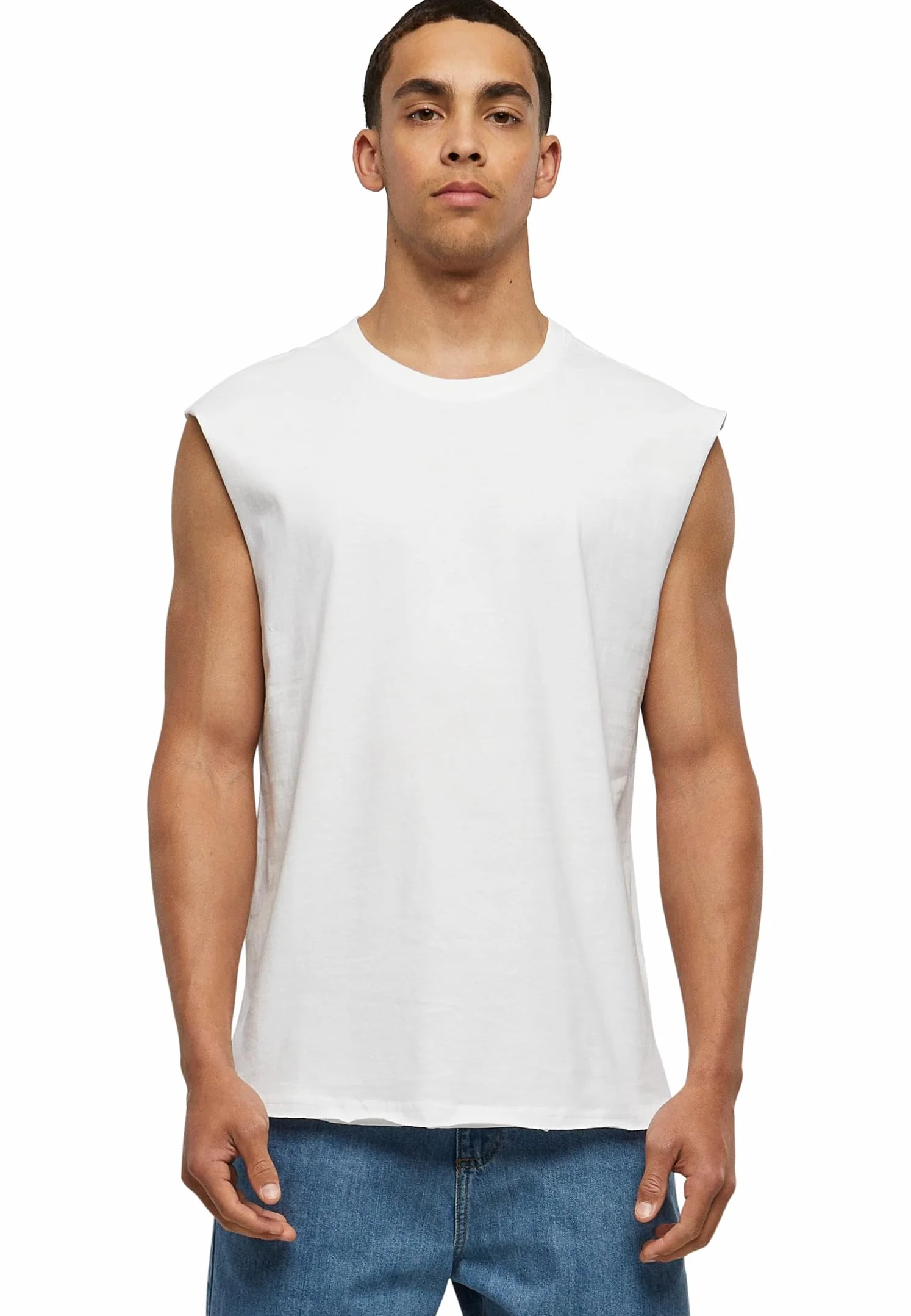 Urban Classics Open Edge Sleeveless Tee Hombre Camiseta Negro