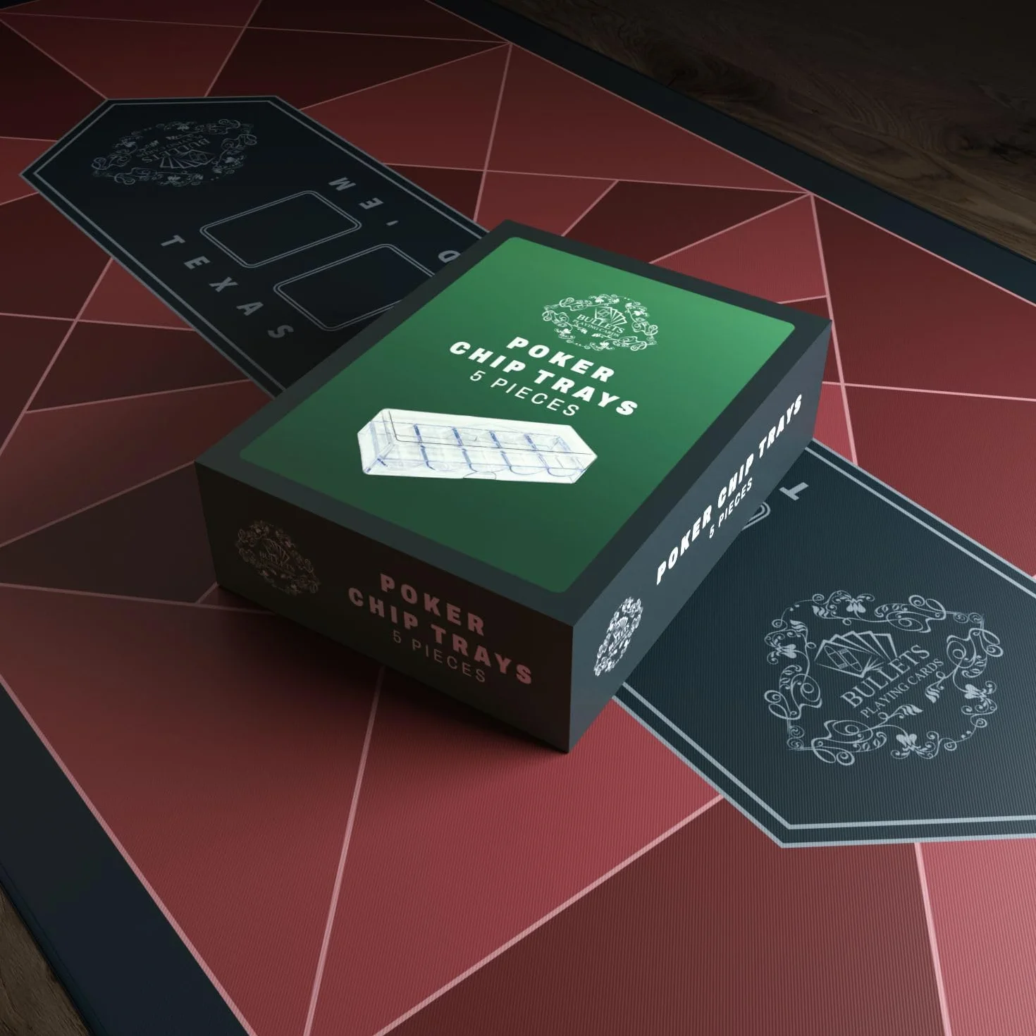 Bullets Playing Cards, Juego de bandeja para 500 fichas de póquer, 5 bandejas con tapas para 100 fichas cada una, acrílico transparente