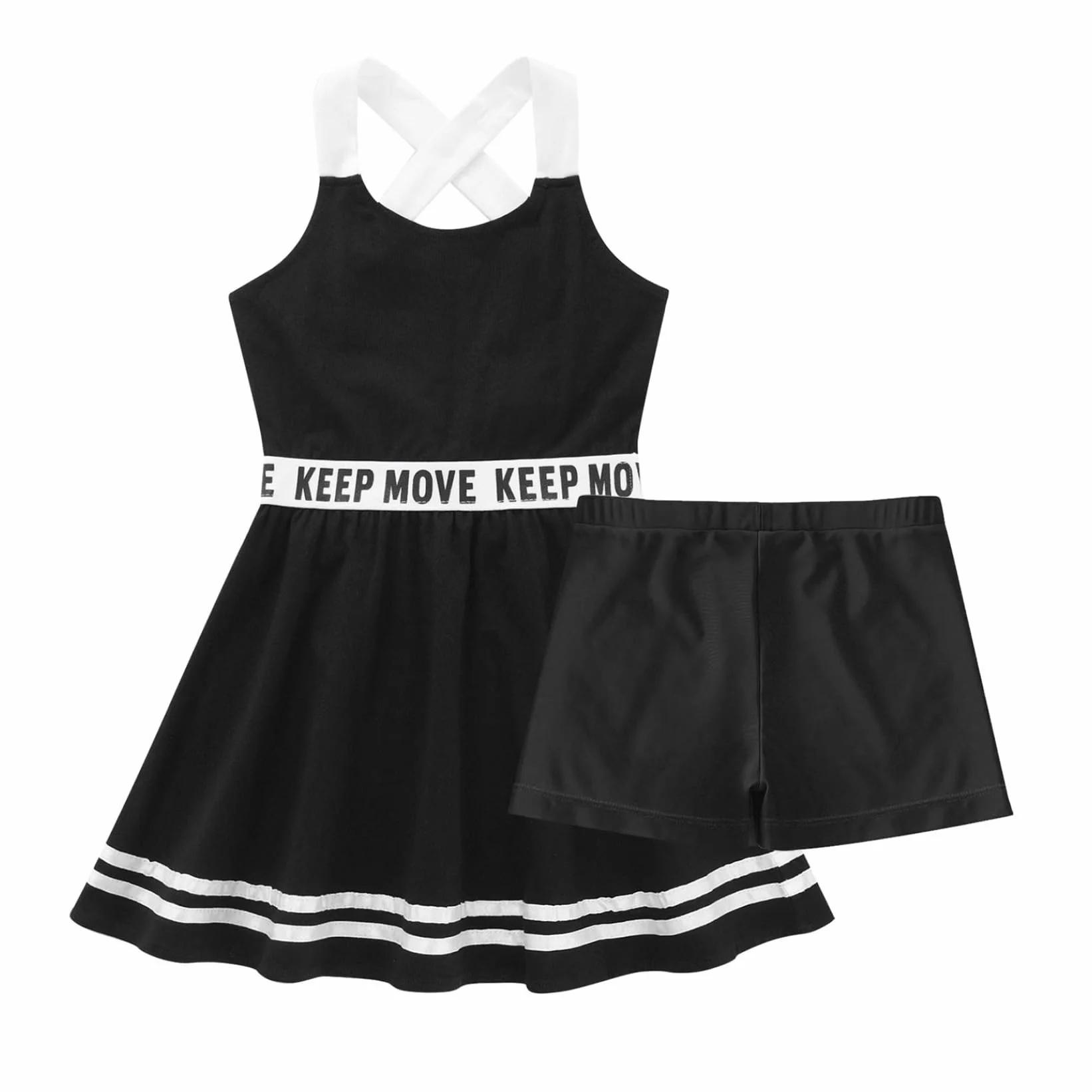Vestido deportivo sin mangas para niños y niñas, vestido de verano con pantalones cortos elásticos para fitness, yoga y gimnasio