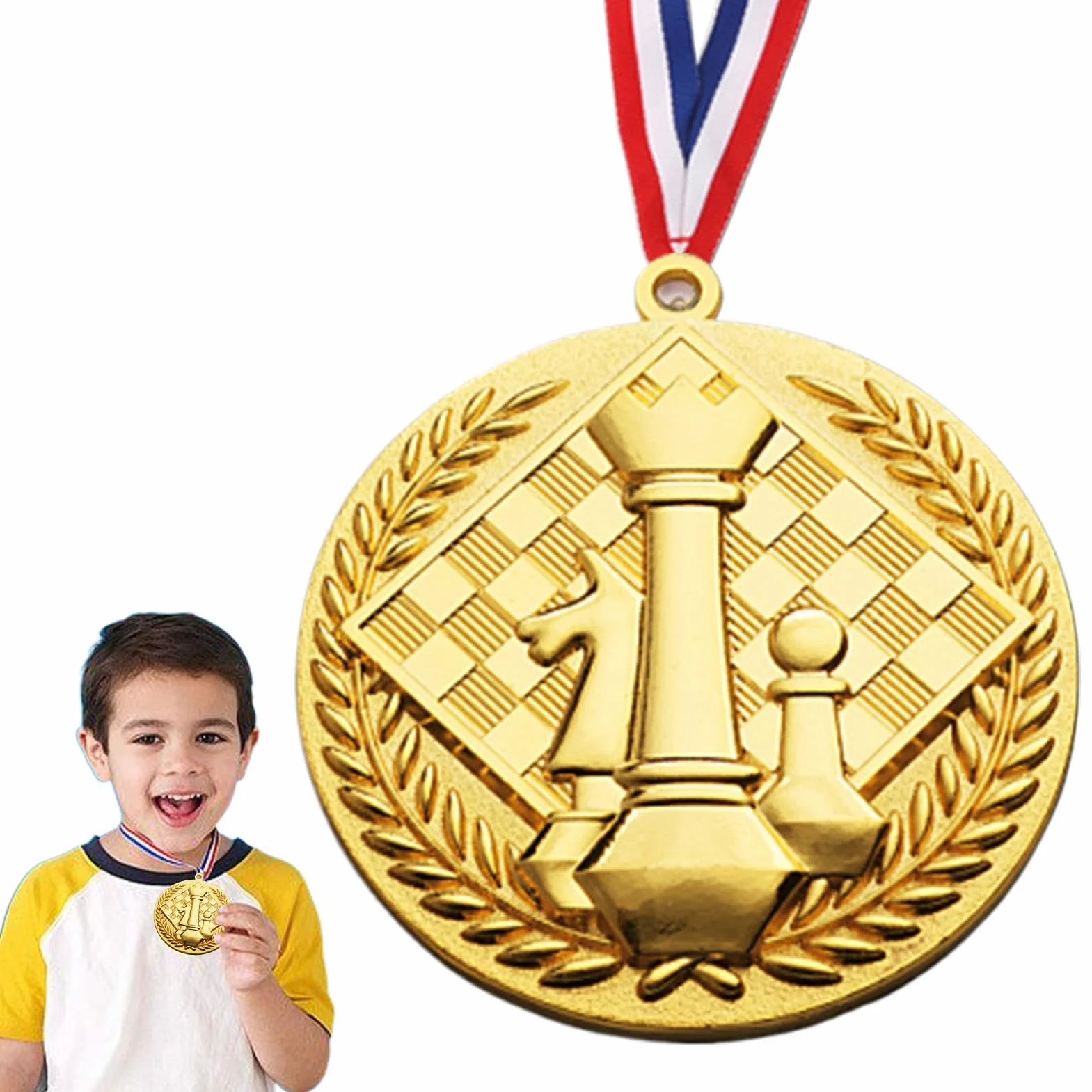 Medallas de ajedrez en relieve de oro para niños premios trofeo regalo