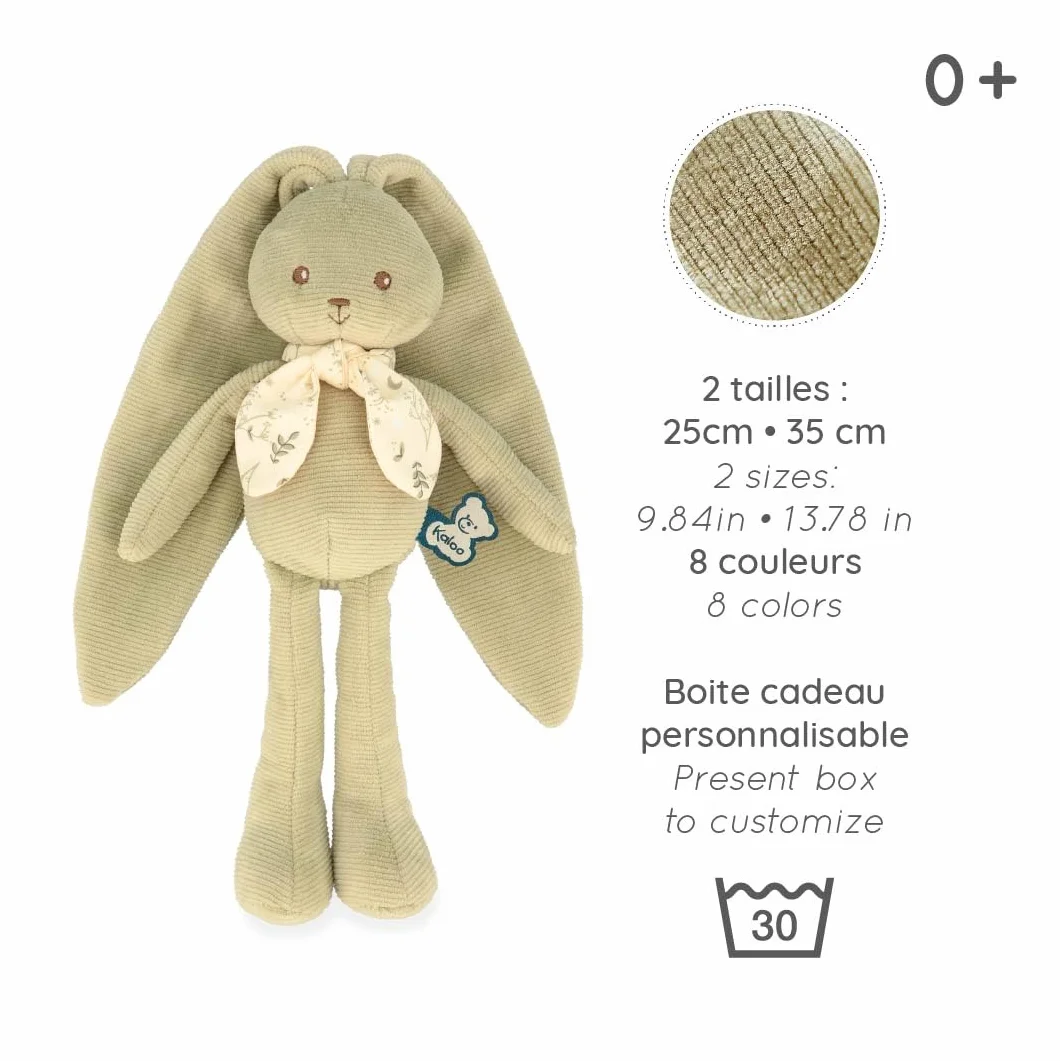 KALOO Lapinoo Muñeco Conejo Verde Peluche Pequeño 25 cm Tejido Muy Suave Caja de Regalo