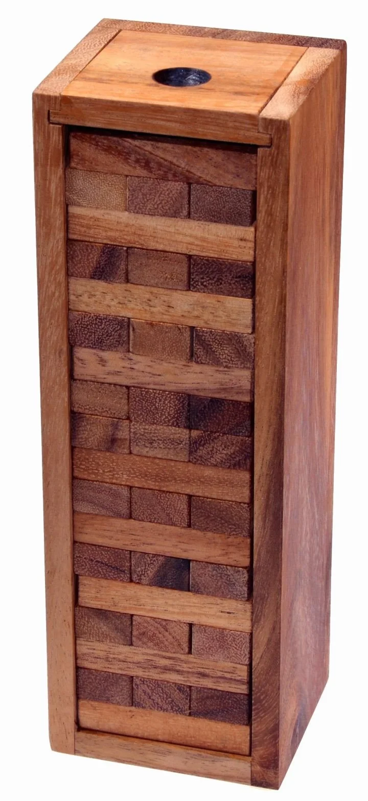 LOGOPLAY Torre tambaleante tamaño. S - 23 cm de Altura - Condo - Torre de Madera - Juego de Habilidad - Juego de Tablero de Madera Marrón