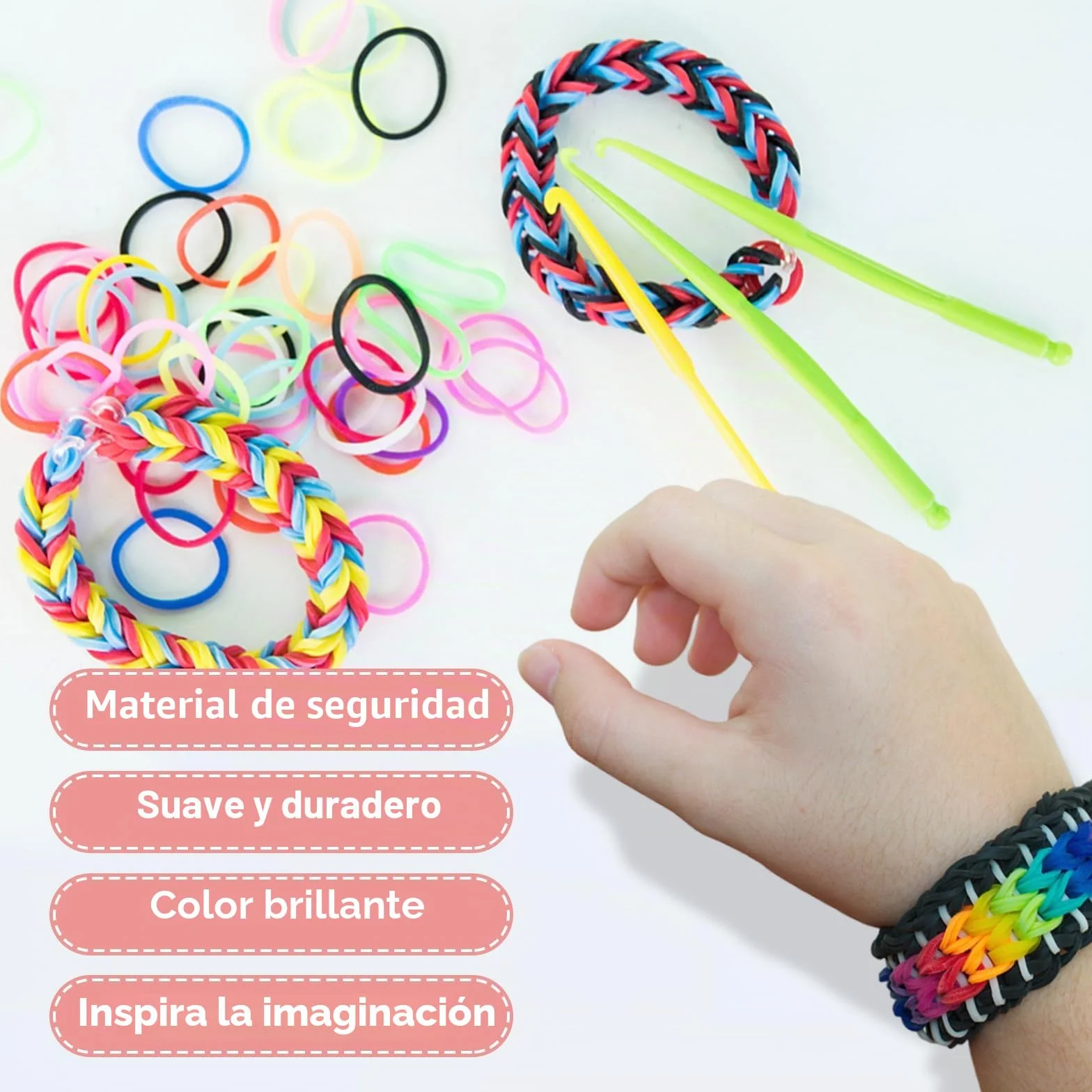 Gomas Para Hacer Pulseras Jsdoin 2700+ 40 Rejilla Gomas Elásticas Plásticas kit 30 Colores para Niños de Anillos y Collares de Bricolaje goma de telar con clips, cuentas y otros accesorios