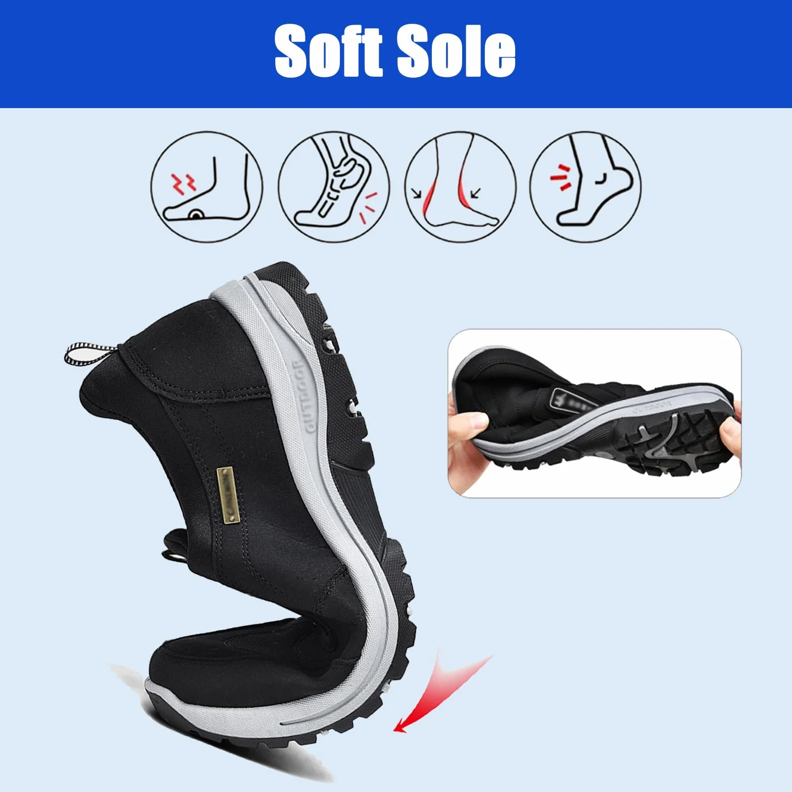 Waterproof Zapatillas de Senderismo Trekking para Hombre Antideslizantes Ortopédicos Gris 42EU