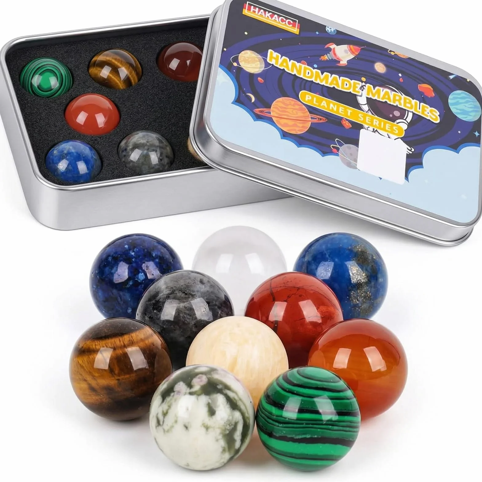 HAKACC 10 canicas para niños, 16 mm, coloridas, bolas de cristal, canicas, juguetes decorativos