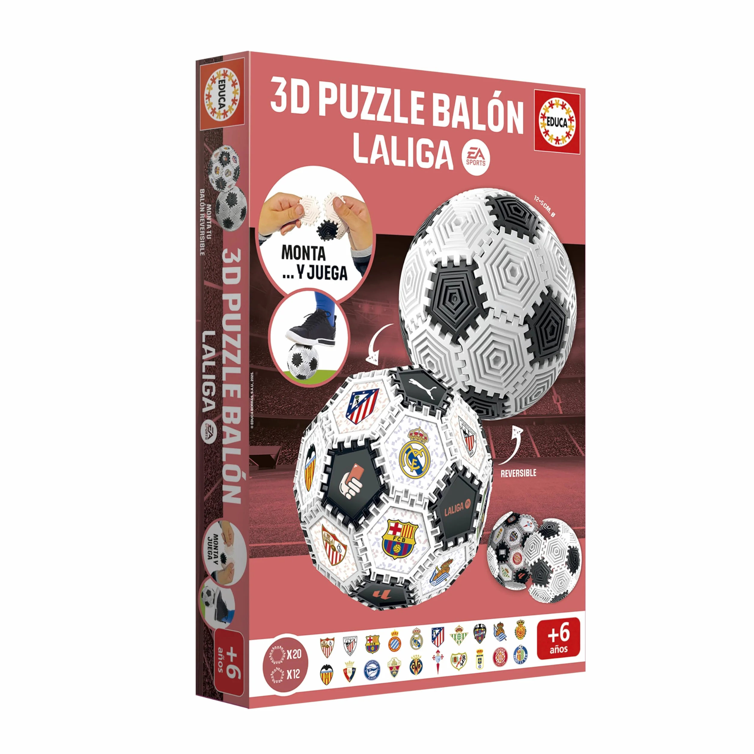 Educa Puzzle Balón 3D LALIGA 32 Piezas Balón 14 cm Juego Construcción Niños +6 Años