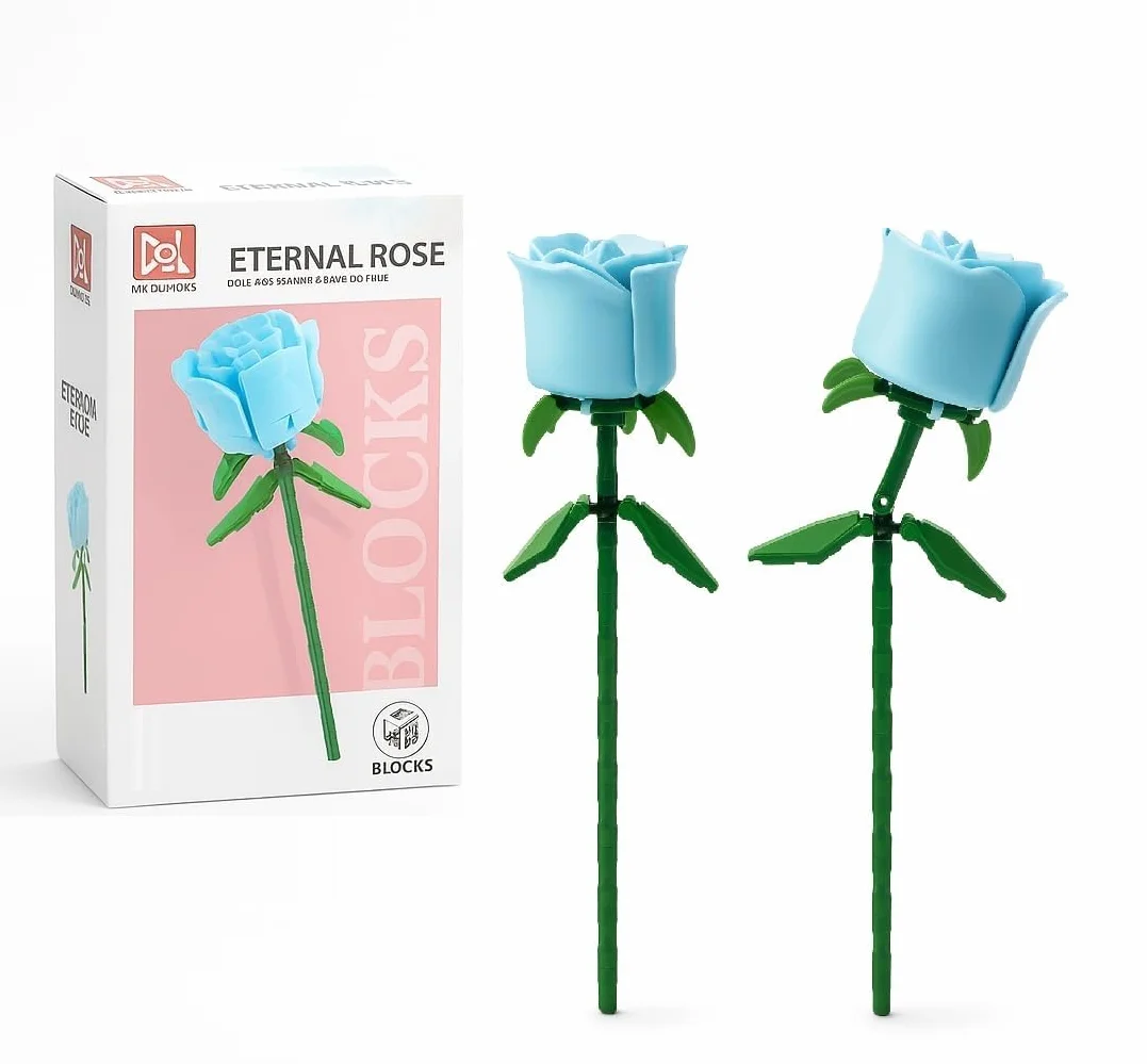 Rosas Eternas Bloques de Construcción Pack 2 - Flores Rojas para Montar DIY - Kit Manualidades Adultos - Regalo Mujer y Hombre San Valentín, Aniversario y Cumpleaños - Compatible con Rosas Lego Flores