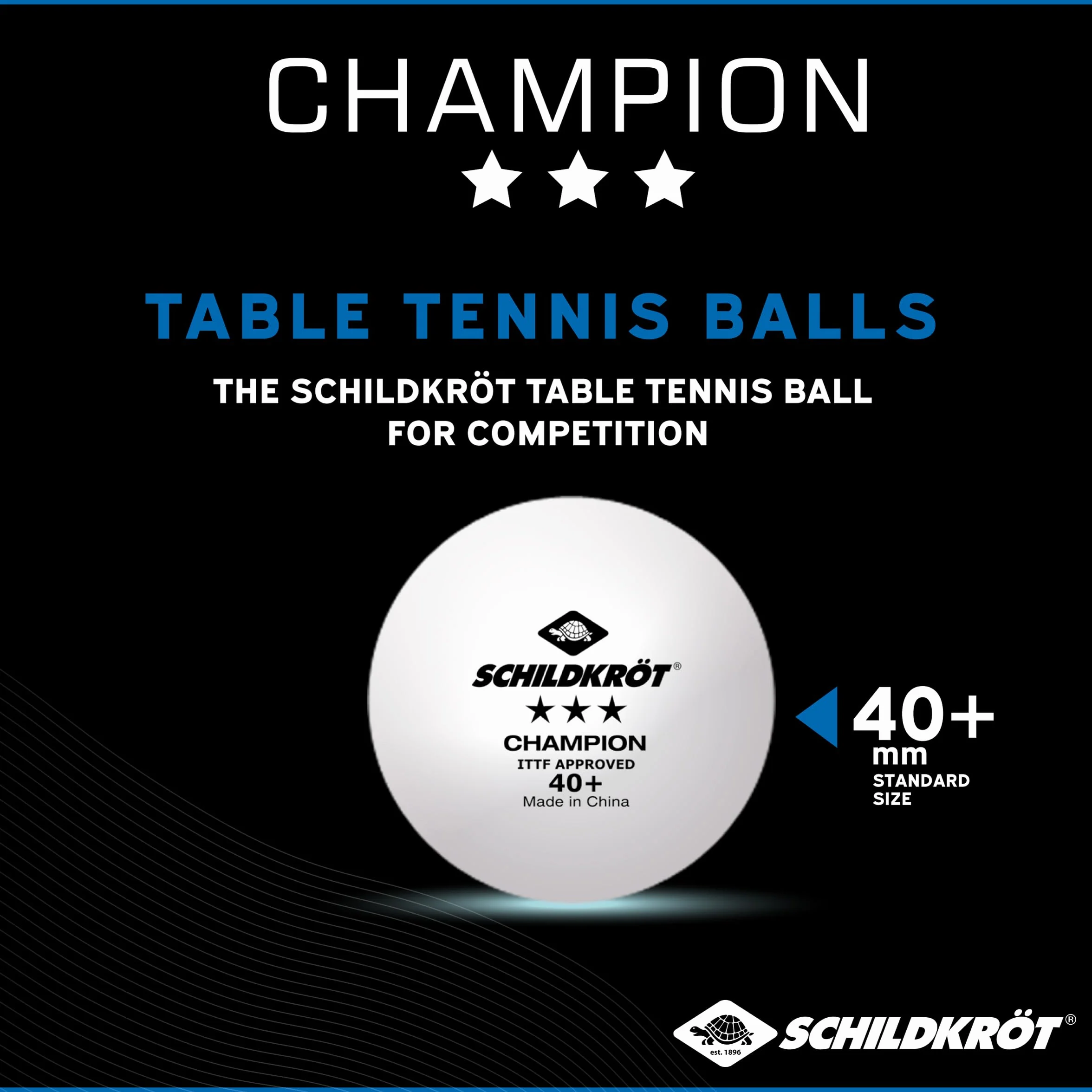 Donic-Schildkröt Pelotas de Tenis de Mesa Champion 3 Estrellas ITTF Poly 40+ 3 Piezas Blanco