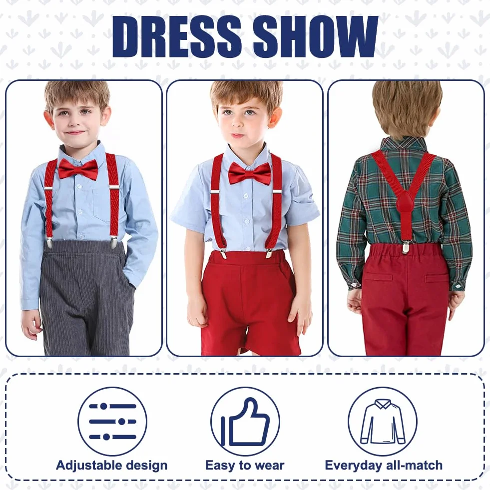 AOOWU Set de Tirantes y Pajaritas Hombre 2.5cm Ajustable Elegante Retro Accesorio Traje