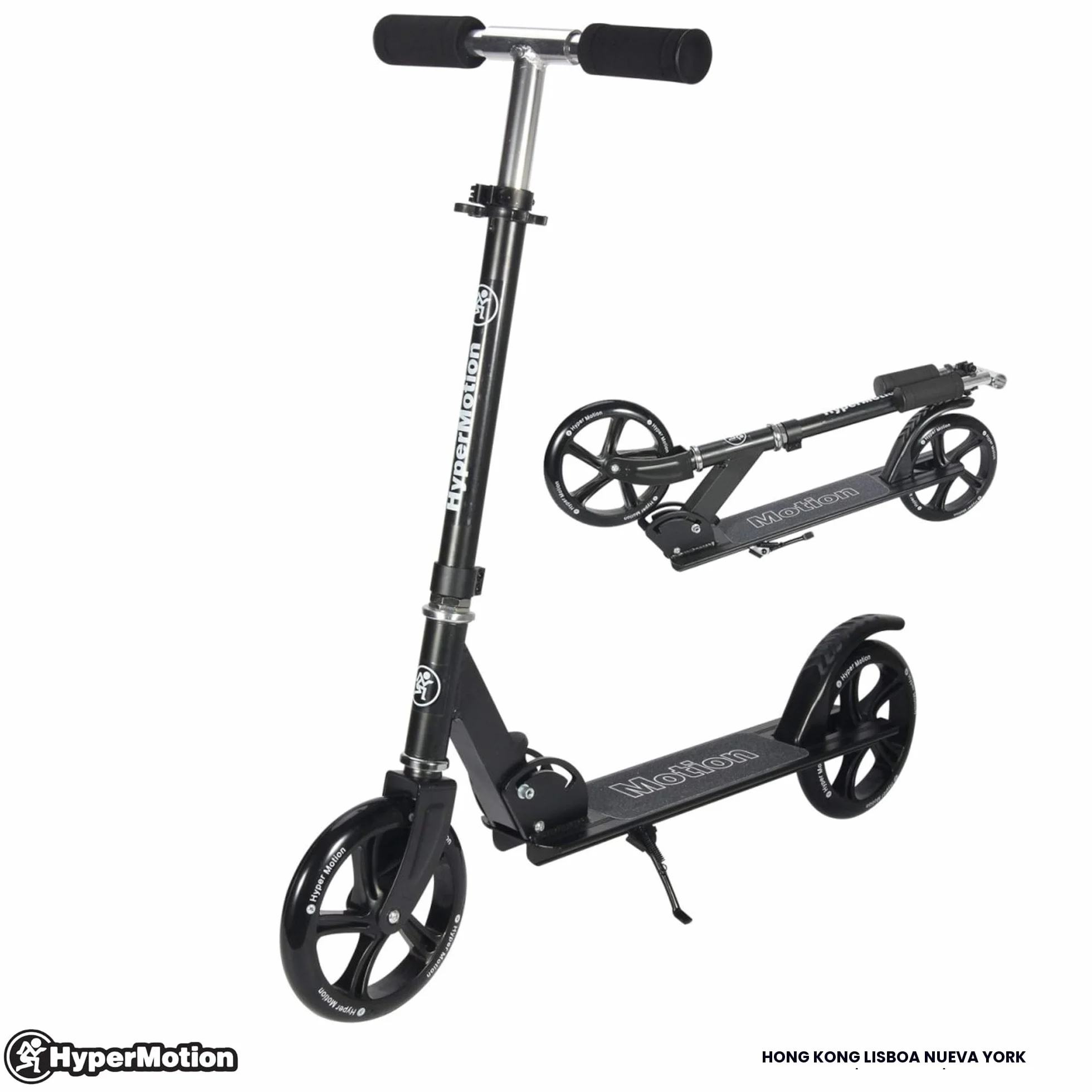 HyperMotion Patinete para Adultos, 3,2kg de Ruedas Grandes 200mm, Carga Máxima de 100kg, Scooter con Manillar Ajustable y ABEC-7, Patinete Plegable y Antideslizante Rockster