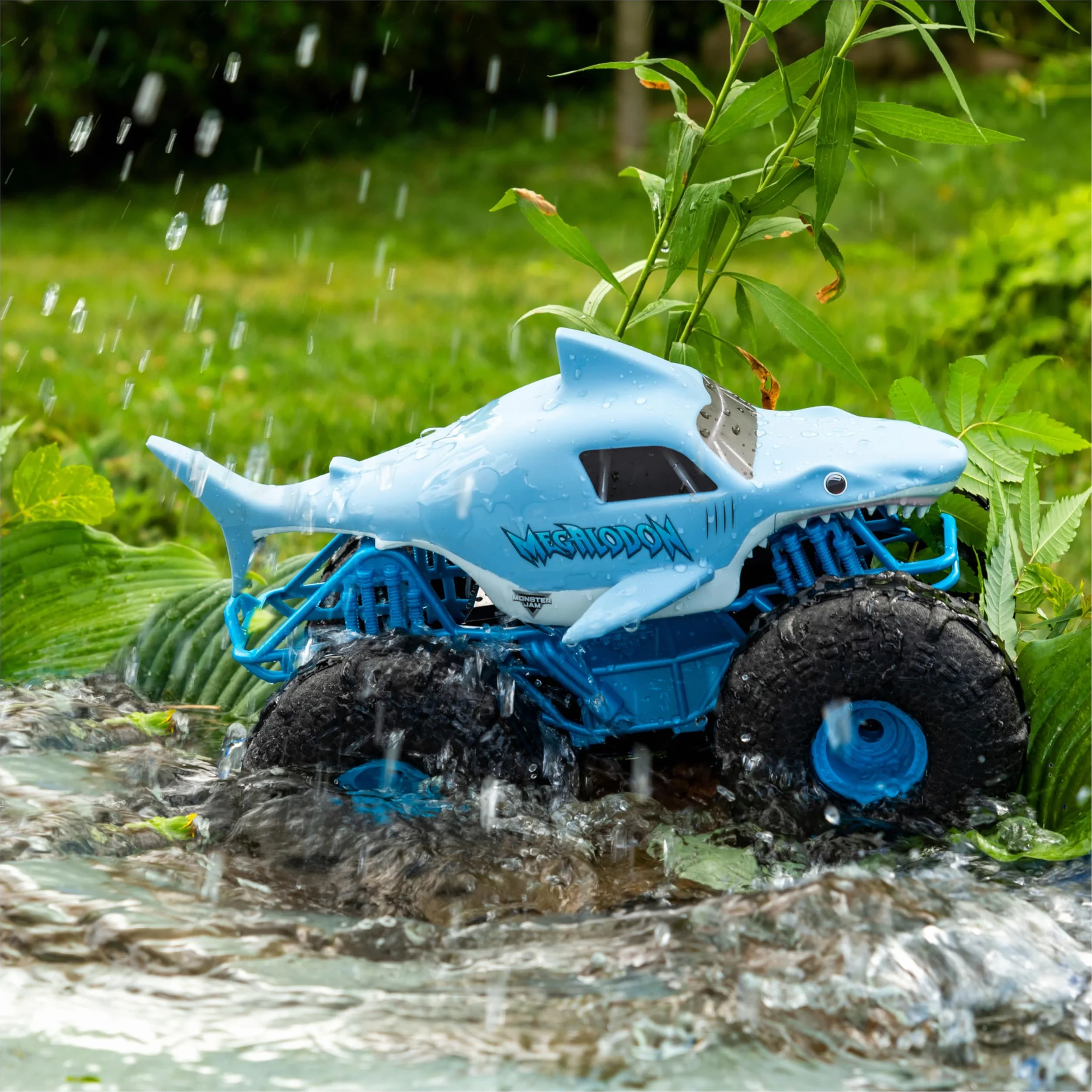 Monster Jam - Coche Teledirigido Megalodón Monster Truck - Coche RC Megalodon Storm a Escala 1:15-2.4GHZ hasta 76m - Juguetes Niños 4 Años + Regalo Niño 4 Años +
