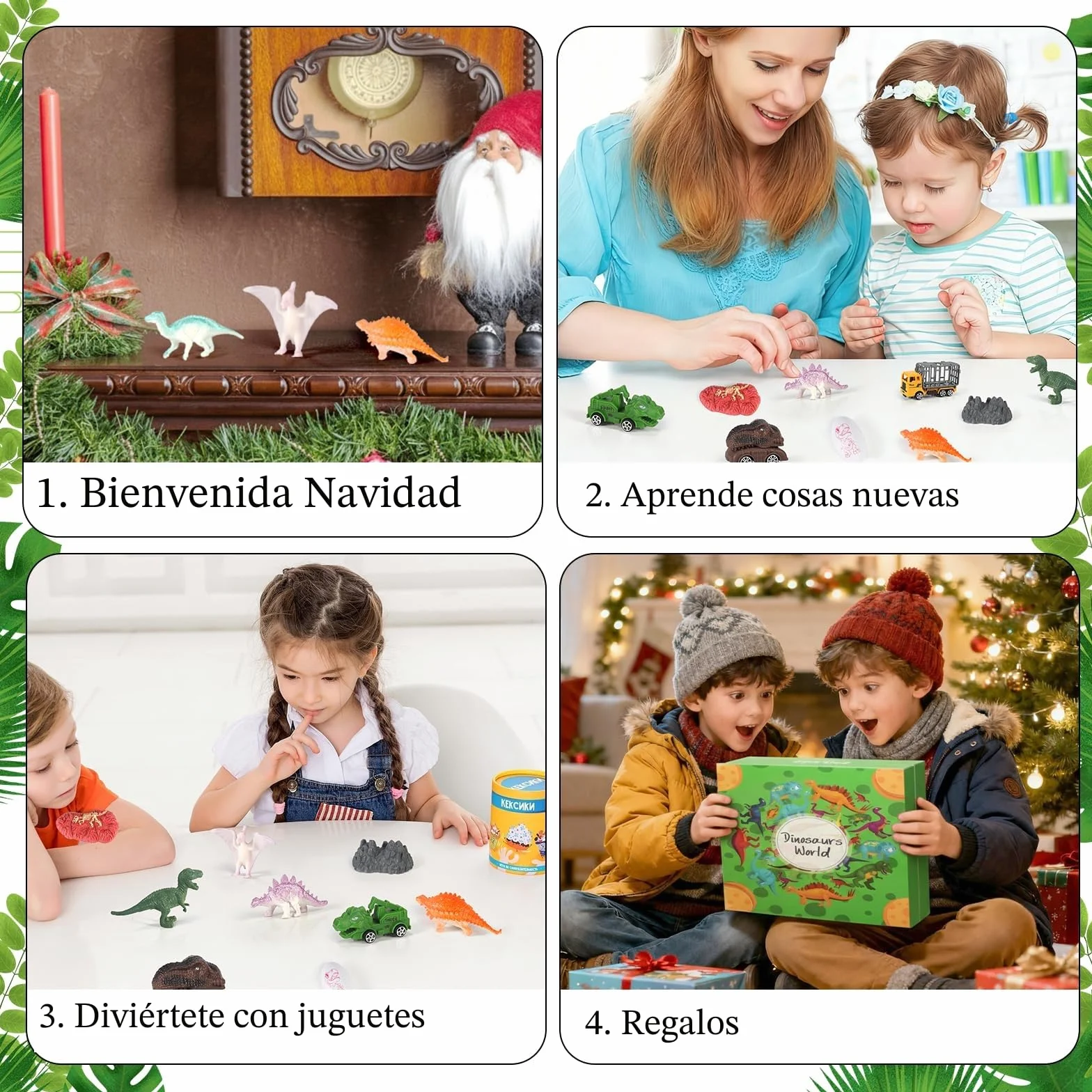 Calendario de adviento 2025 para niños, calendario de cuenta atrás de dinosaurios, calendario de adviento de Navidad para niños, furgoneta de dinosaurios, coche de dinosaurios, mini dinosaurio, para