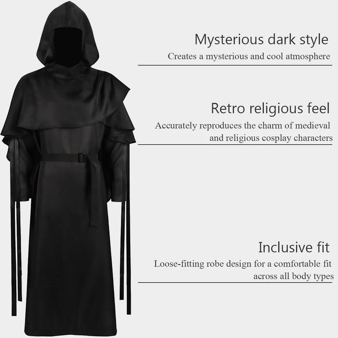 LANGWEI Disfraz De Diablo De La Parca De Halloween, Traje De Monje Medieval, Traje De Sacerdote